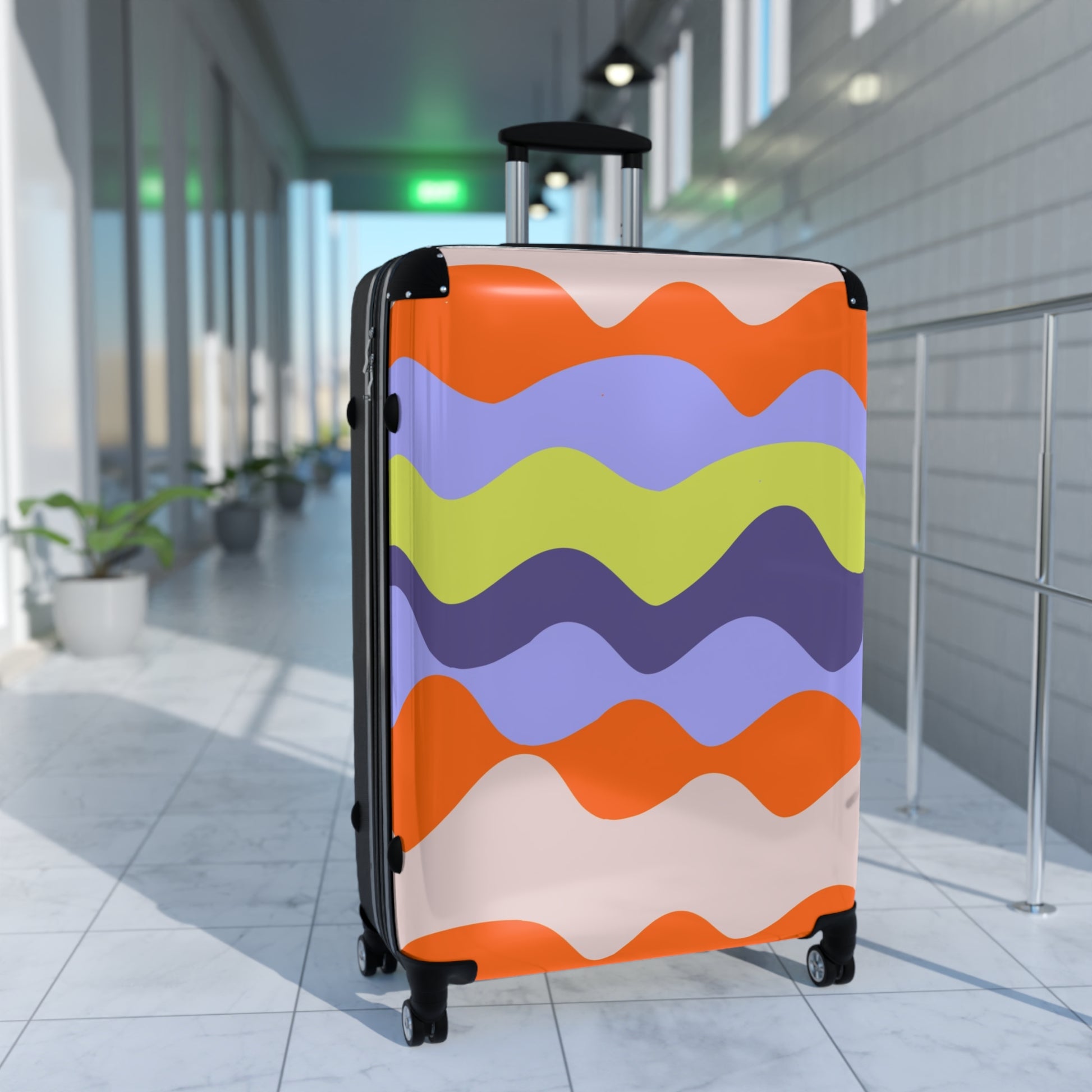 Waves Red and Blue Suitcase, Artsulli - Art is Long, Life is Short, Bags, , , , , , , 