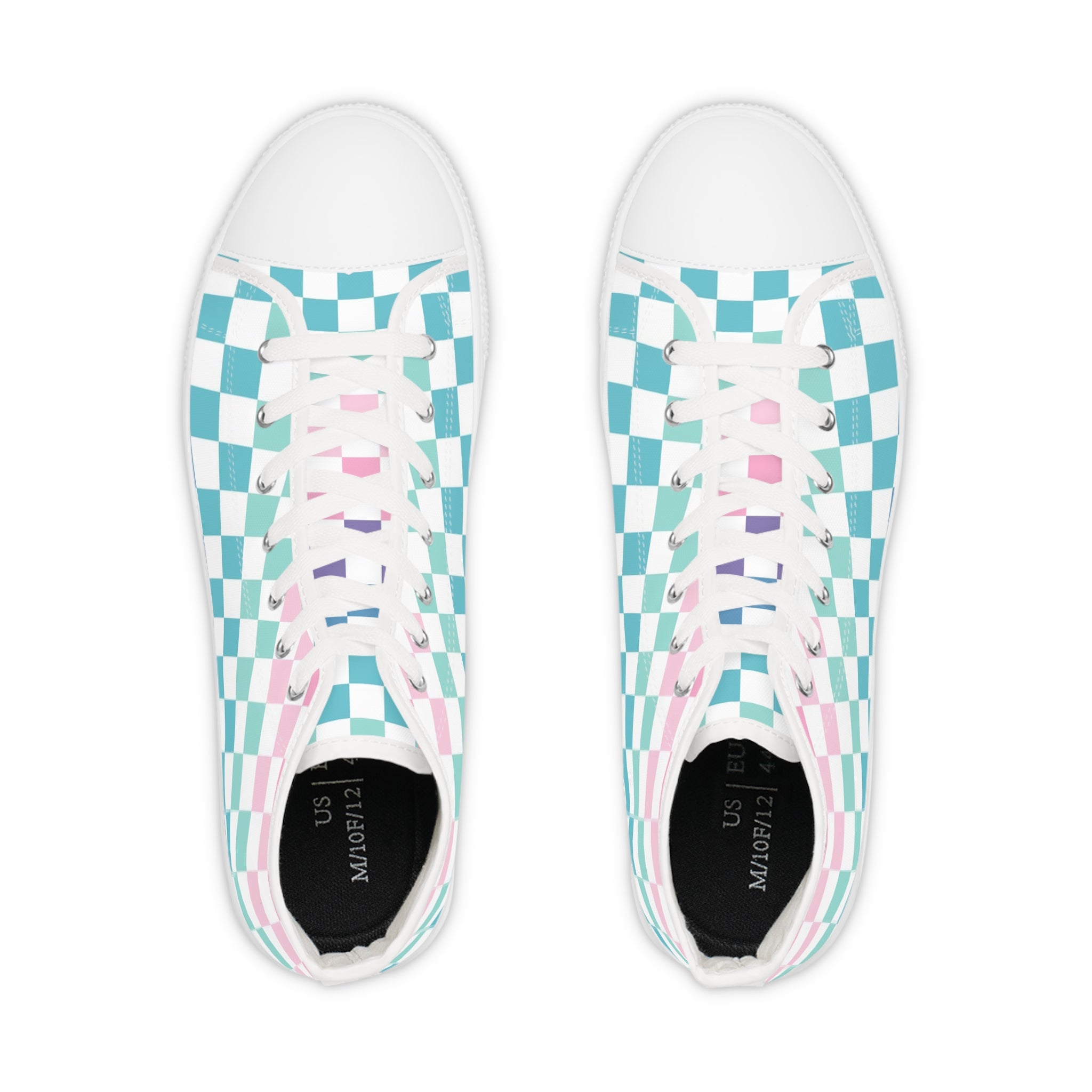 Vaporwave Rainbow  Checkerboard II Multi-Color Men's High Top Sneakers, Artsulli - Art is Long, Life is Short, Shoes, , , , , , , 