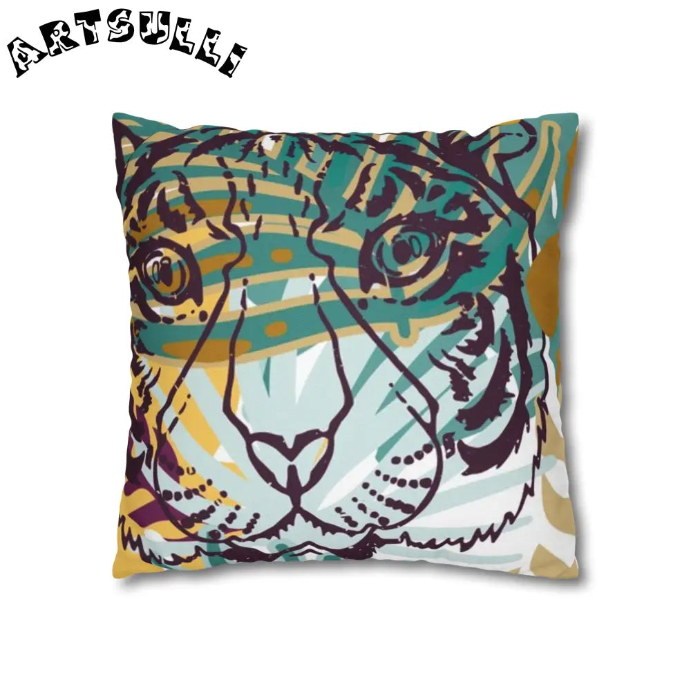 JAKKOUTTHEBXX Tropical Jungle Tigers Brown and Green Spun Polyester