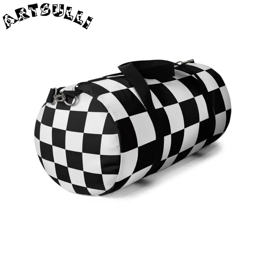 JAKKOUTTHEBXX Checkerboard Black and White Duffel Bag JAKKOUTTHEBXX