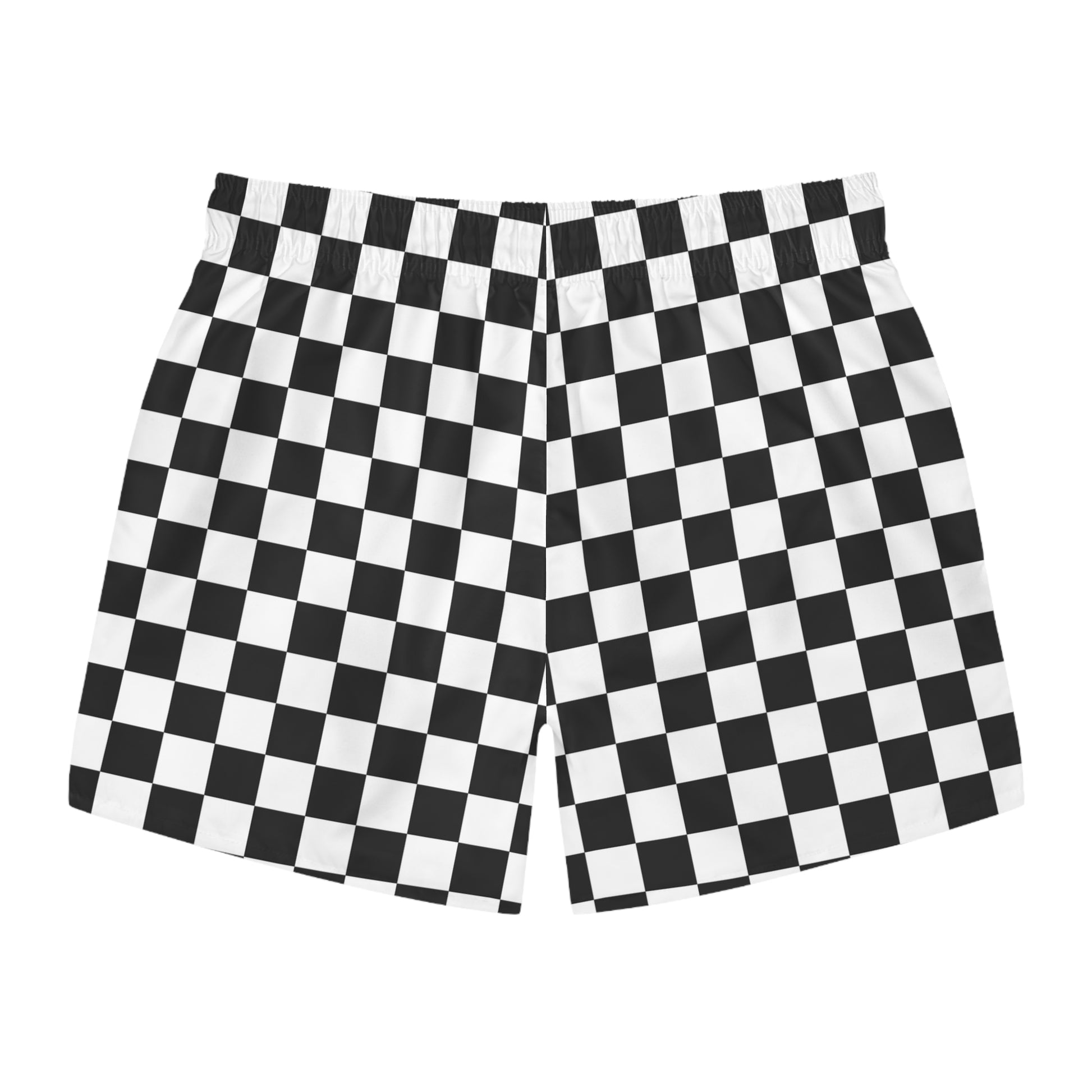 Checkerboard White and Black Swim Trunks (AOP), Artsulli - Art is Long, Life is Short, All Over Prints, , , , , , , 