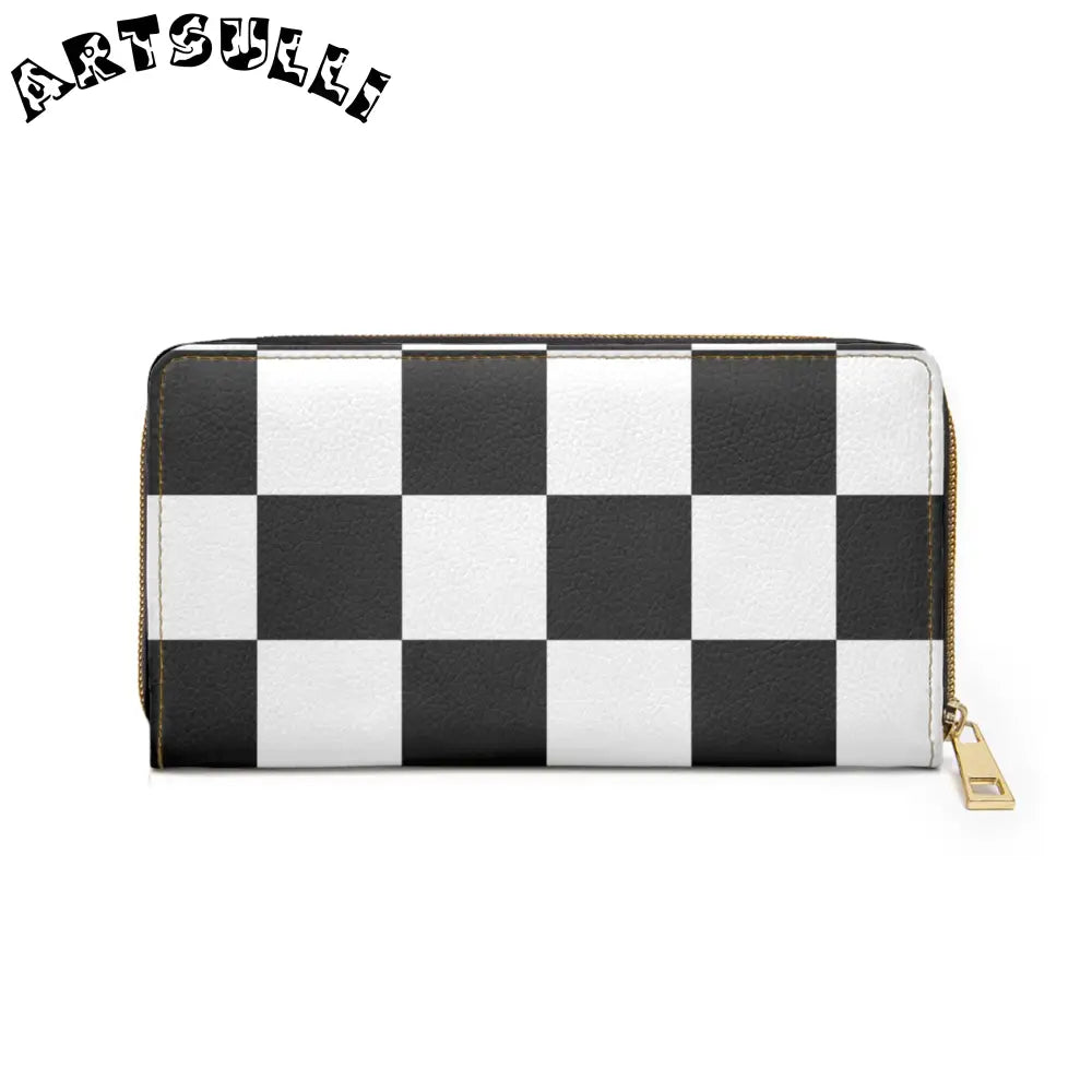 JAKKOUTTHEBXX Checkerboard Black and White Zipper Wallet