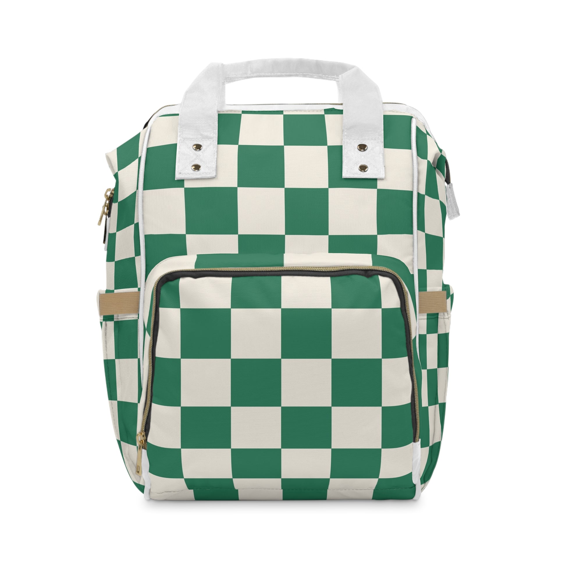Checkerboard Dark Green Multifunctional Diaper Backpack, Artsulli - Art is Long, Life is Short, Bags, Size, 15.0" × 10.8" × 6.7'', , , , , 33061924979318746453