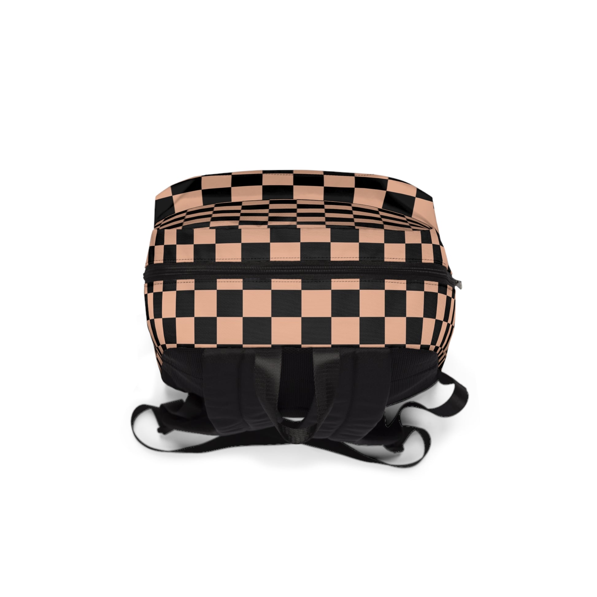 Checkerboard Soft Orange and Black Unisex Classic Backpack, Artsulli - Art is Long, Life is Short, Bags, , , , , , , 