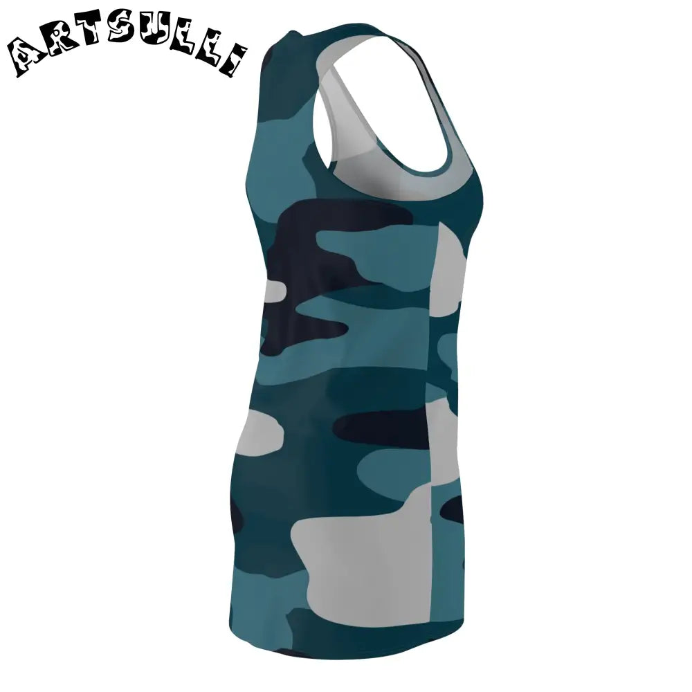 JAKKOUTTHEBXX Blue Camouflage Women’s Cut & Sew Racerback Dress