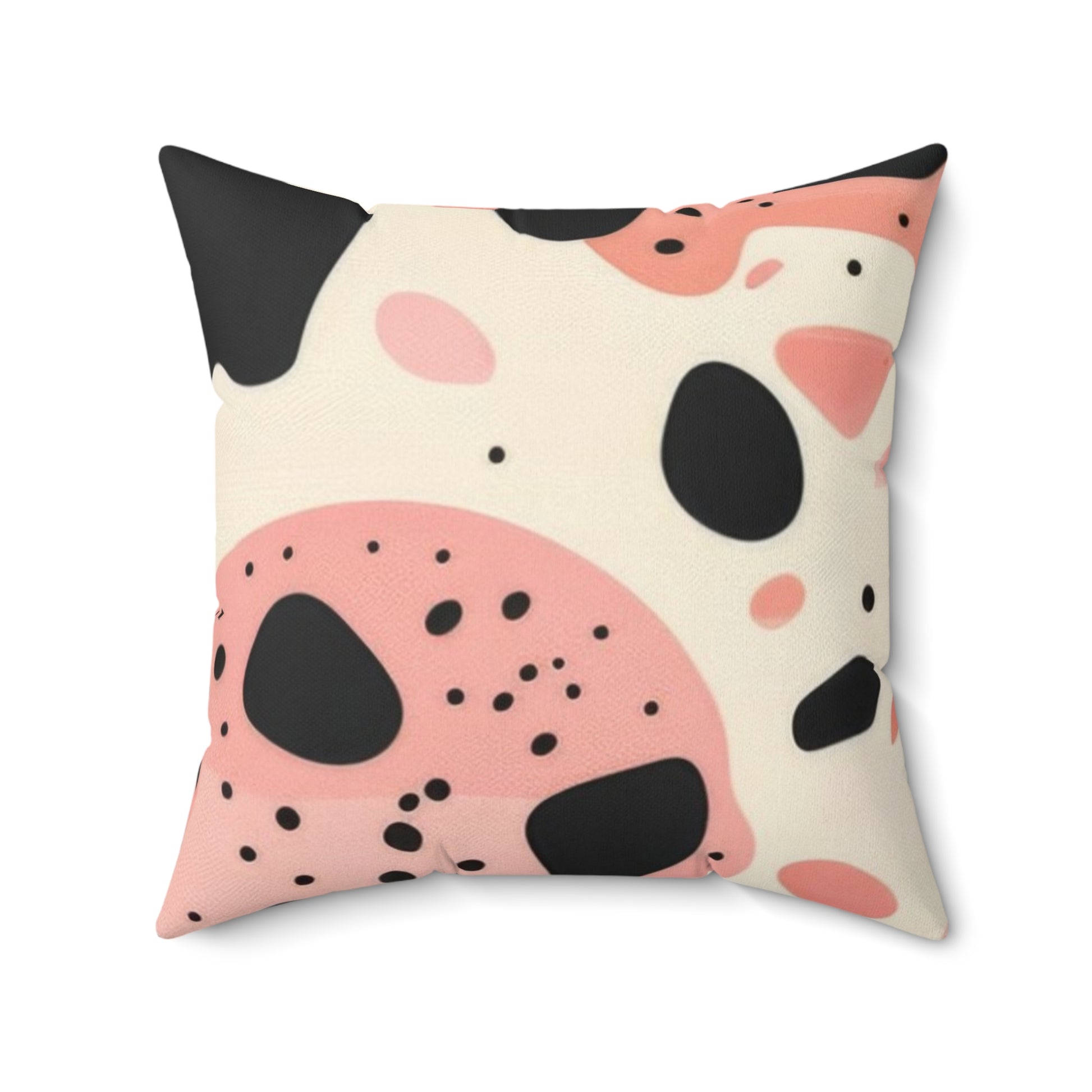 Organic Cow Print Cream and Pink Spun Polyester Square Pillow, Artsulli - Art is Long, Life is Short, Home Decor, , , , , , , 