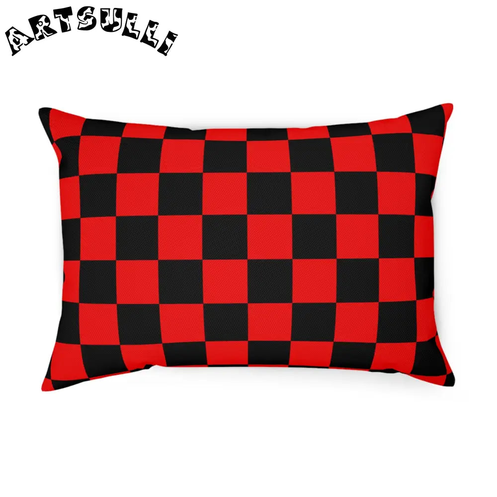 JAKKOUTTHEBXX Checkerboard Red and Black Cushion JAKKOUTTHEBXX
