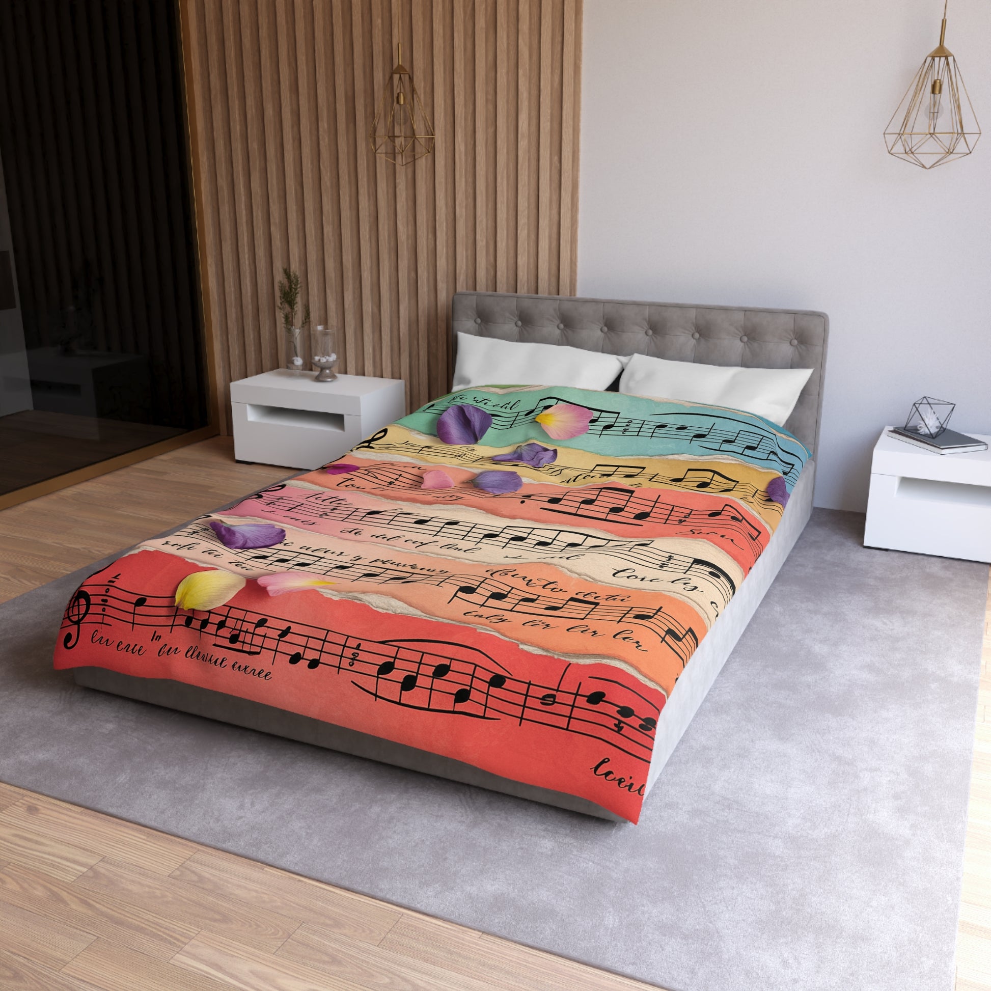 Torn Type Beat Sheet Music Multi-Color Microfiber Duvet Cover, Artsulli - Art is Long, Life is Short, Home Decor, , , , , , , 