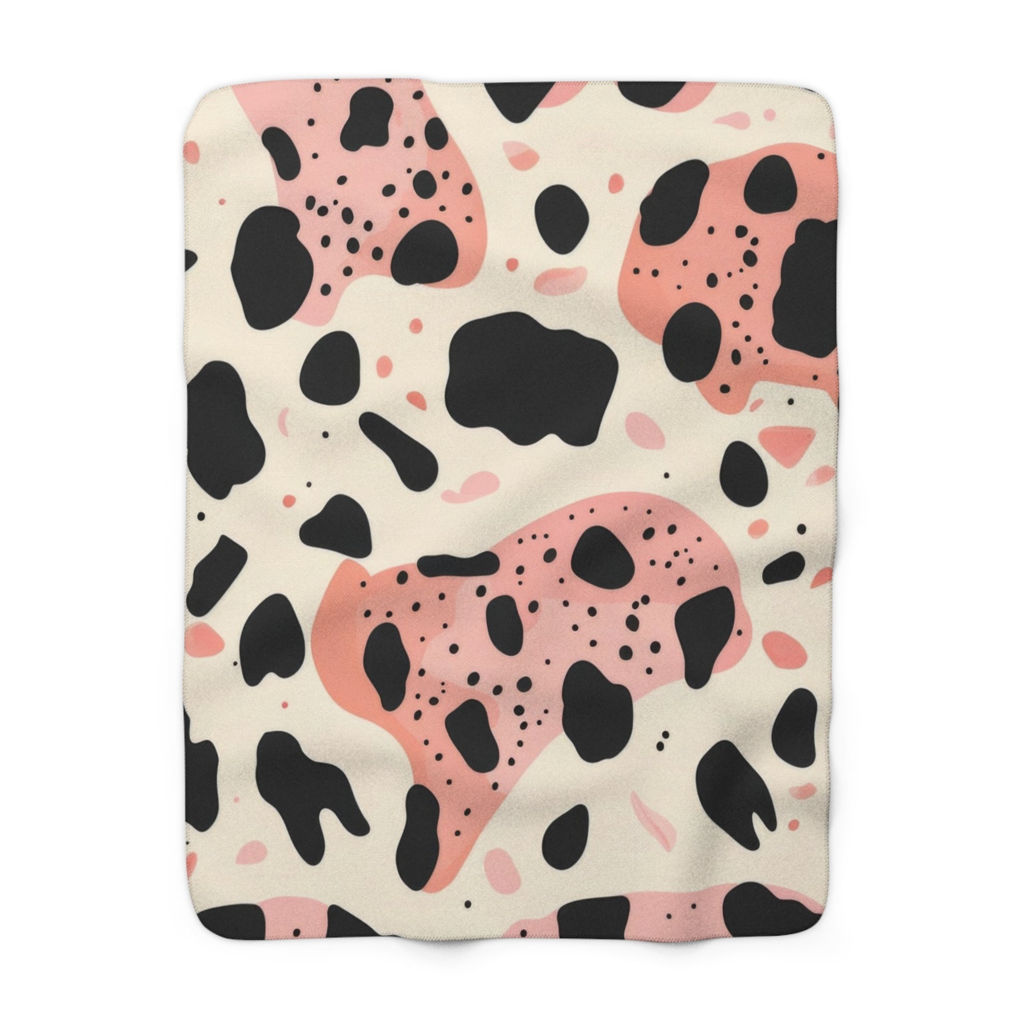 Organic Cow Print Cream and Pink Sherpa Fleece Blanket, Artsulli - Art is Long, Life is Short, Home Decor, Size, 50" × 60", , , , , 85819731732151