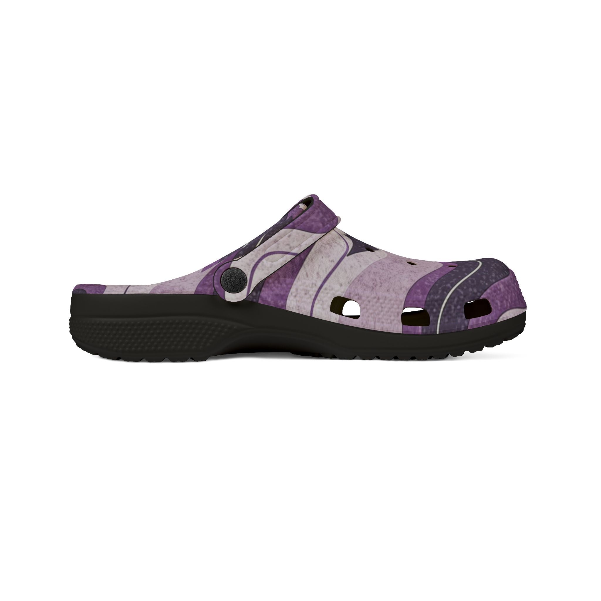 Bat Wave Purple EVA Foam Rubber Shoes (AOP), Artsulli - Art is Long, Life is Short, Shoes, , , , , , , 