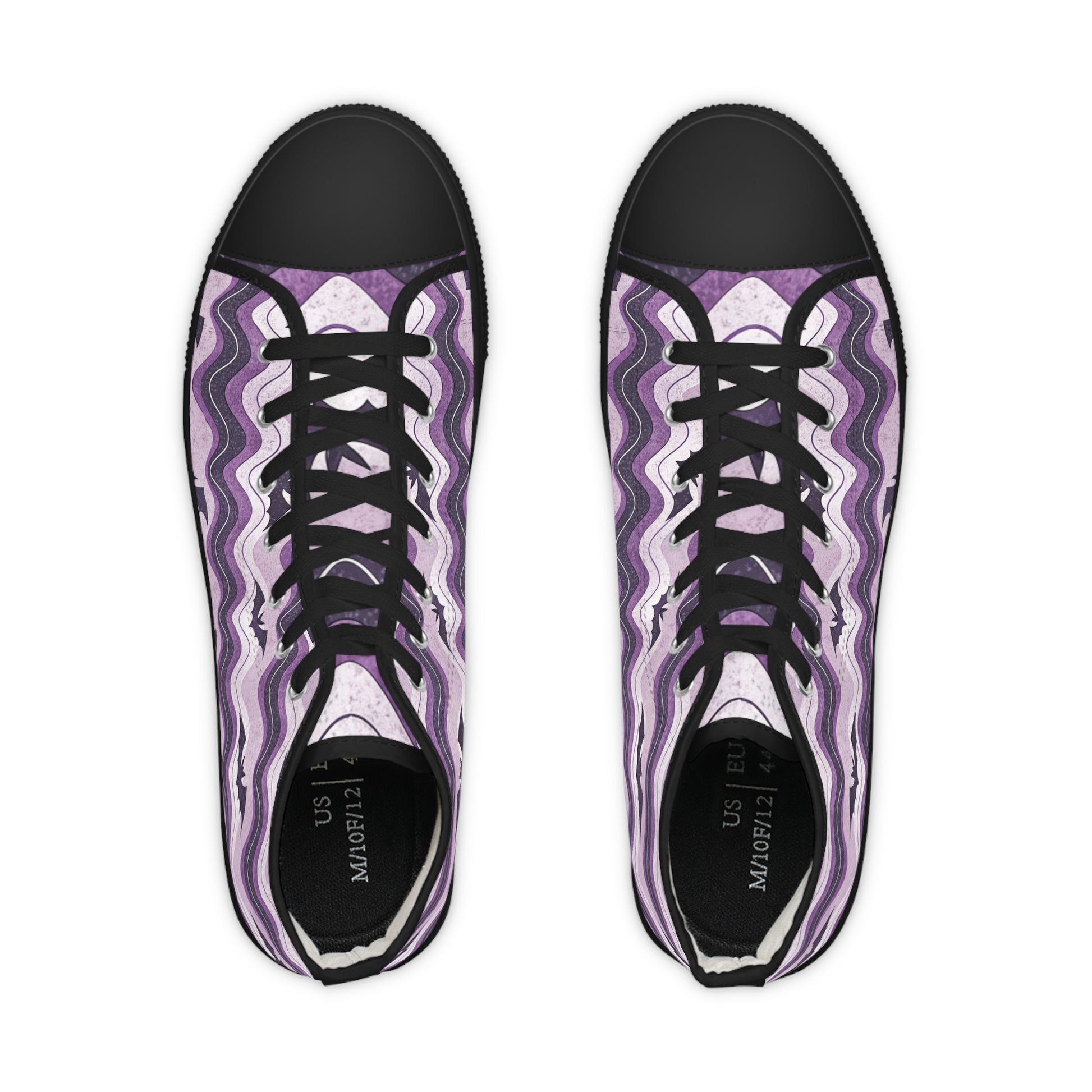 Bat Wave Purple Men's High Top Sneakers, Artsulli - Art is Long, Life is Short, Shoes, , , , , , , 