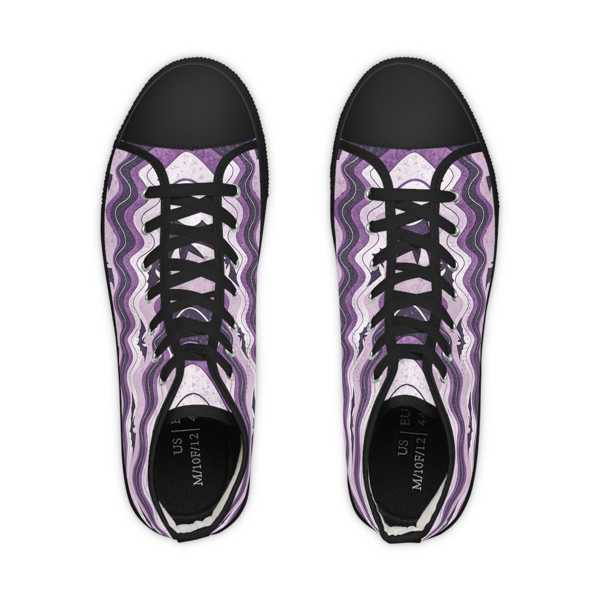 Bat Wave Purple Men's High Top Sneakers, Artsulli - Art is Long, Life is Short, Shoes, , , , , , , 