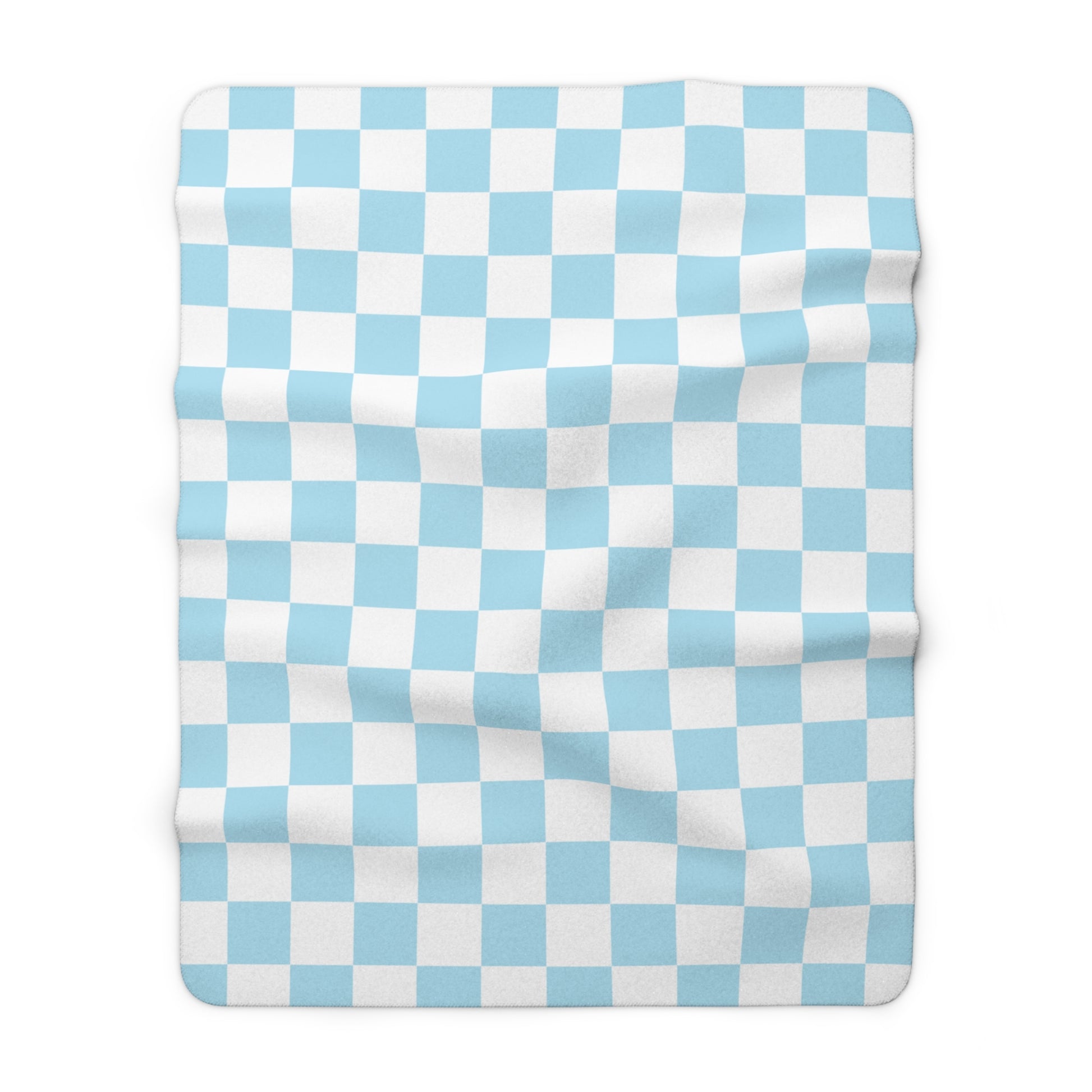 Checkerboard Sky Blue Sherpa Fleece Blanket, Artsulli - Art is Long, Life is Short, Home Decor, Size, 60" × 80", , , , , 26896360992250984674