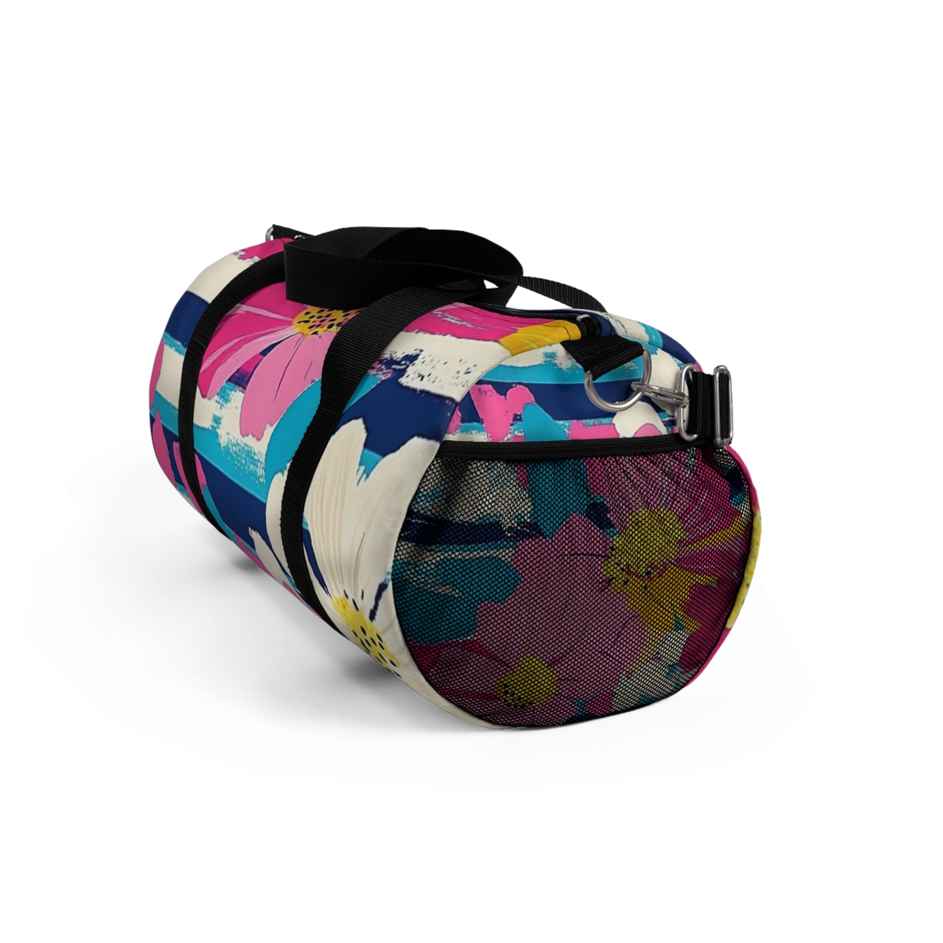 Dayglo Floral Stripes Multi-Color Duffel Bag, Artsulli - Art is Long, Life is Short, Bags, , , , , , , 