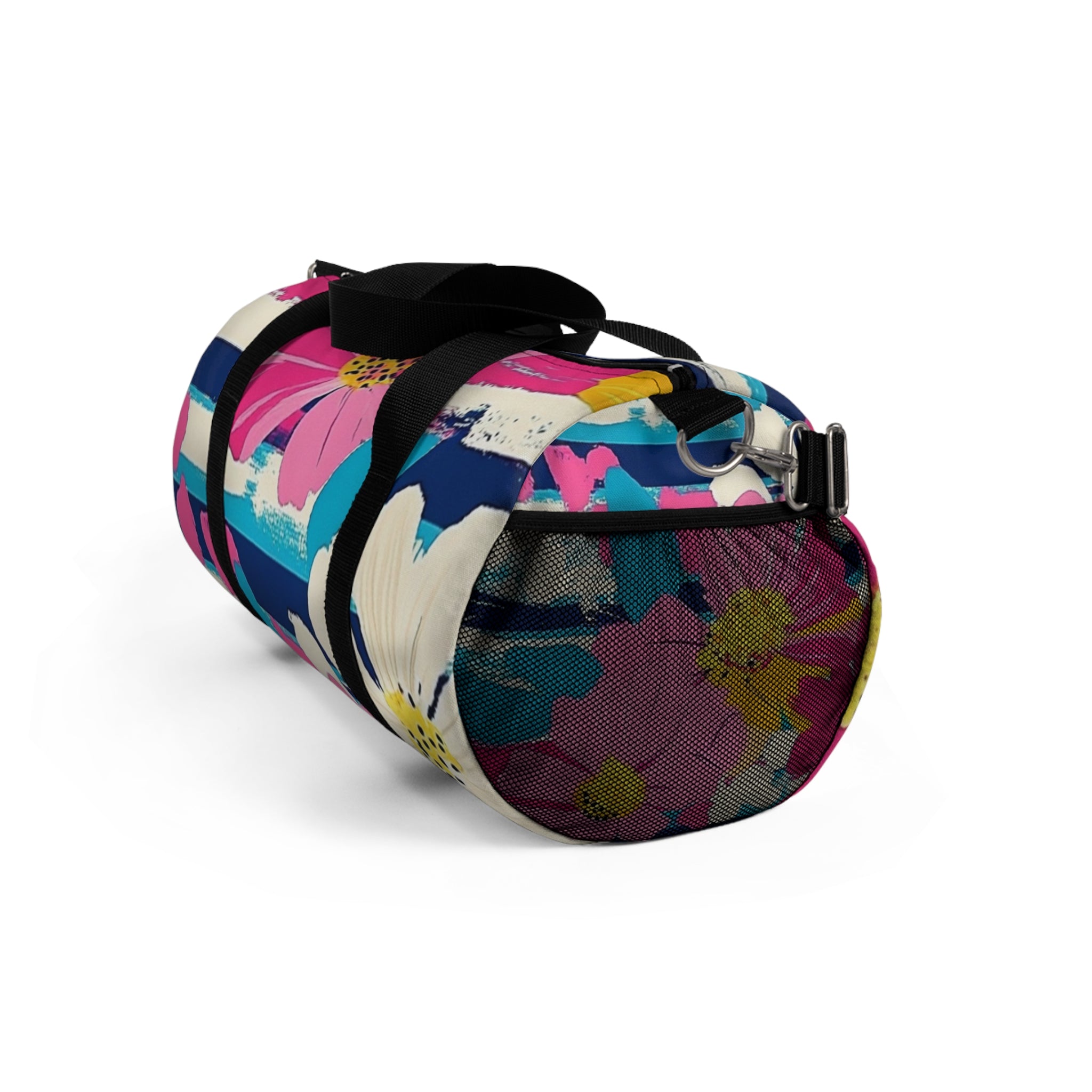 Dayglo Floral Stripes Multi-Color Duffel Bag, Artsulli - Art is Long, Life is Short, Bags, , , , , , , 
