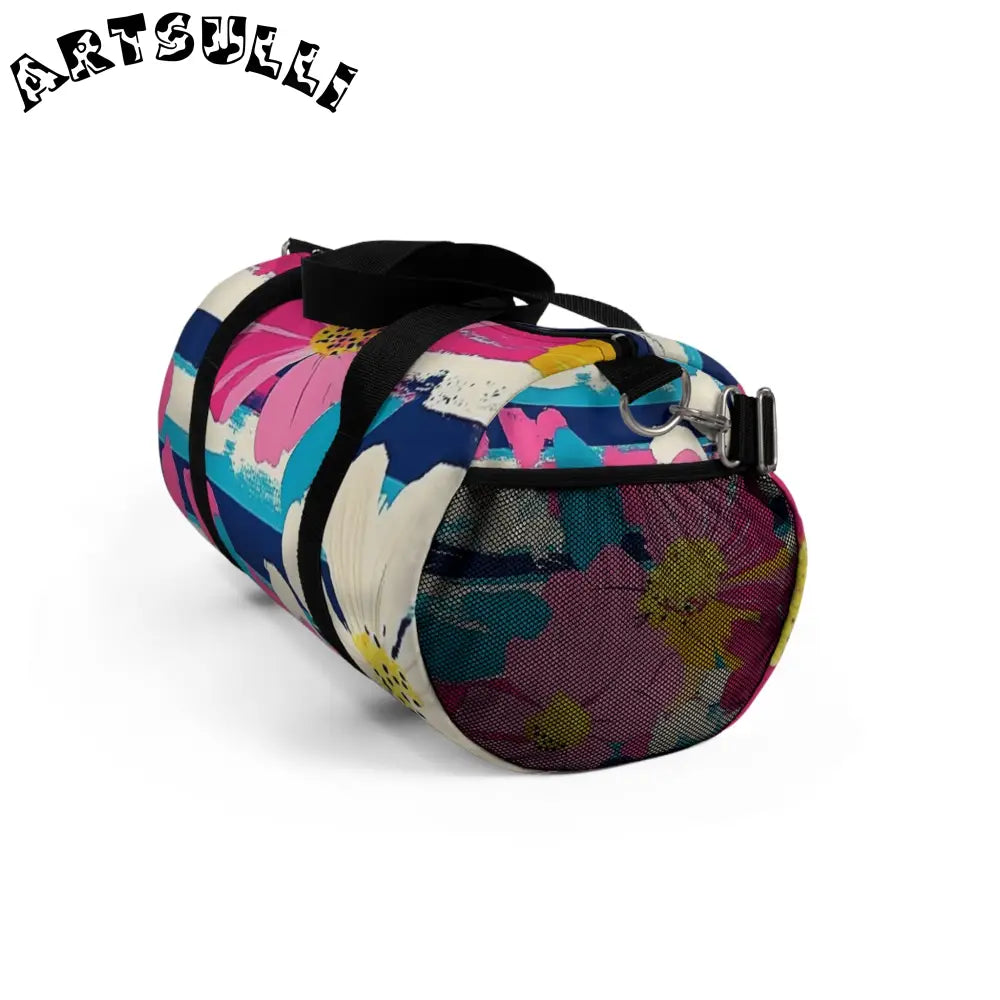 JAKKOUTTHEBXX Dayglo Floral Stripes Multi-Color Duffel Bag