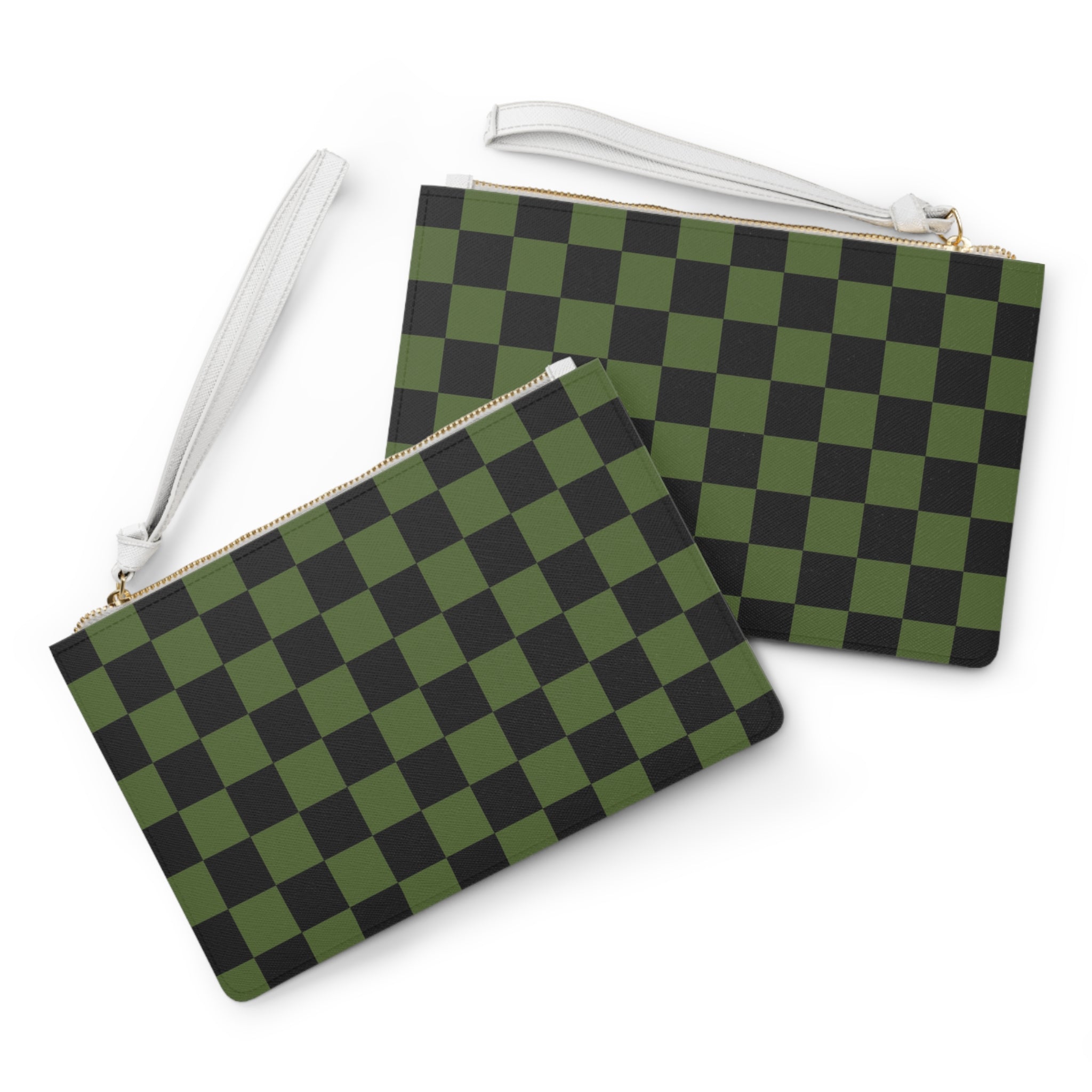 Checkerboard Olive Green and Black Clutch Bag, Artsulli - Art is Long, Life is Short, Bags, , , , , , , 