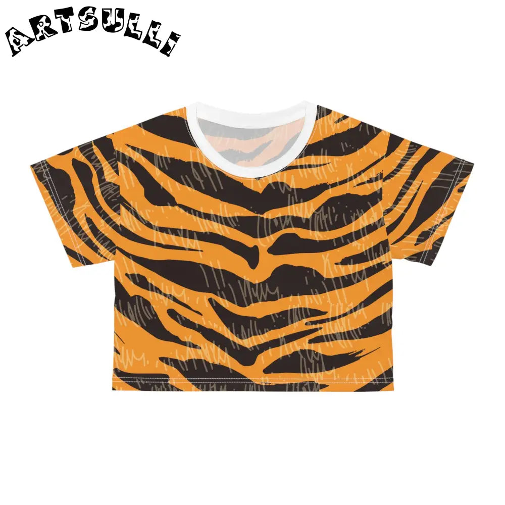 JAKKOUTTHEBXX Tiger Scratches Orange & Black Crop Tee (AOP)