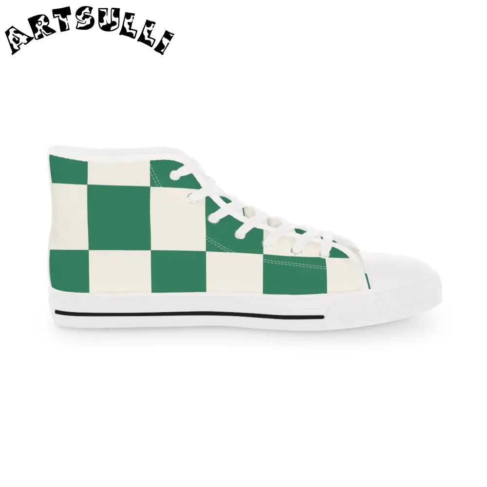 JAKKOUTTHEBXX Checkerboard Dark Green Men’s High Top Sneakers