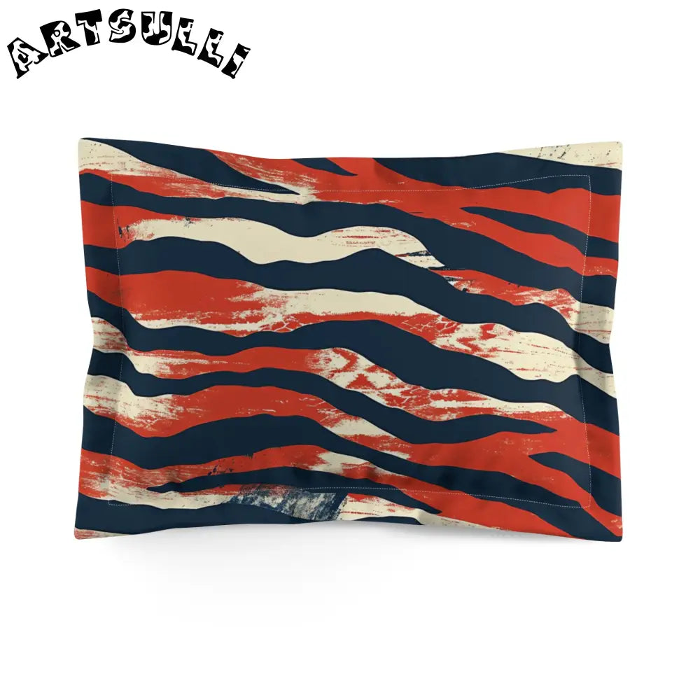 JAKKOUTTHEBXX Red Dark Blue Cream Striped Rectangular Pillowcase