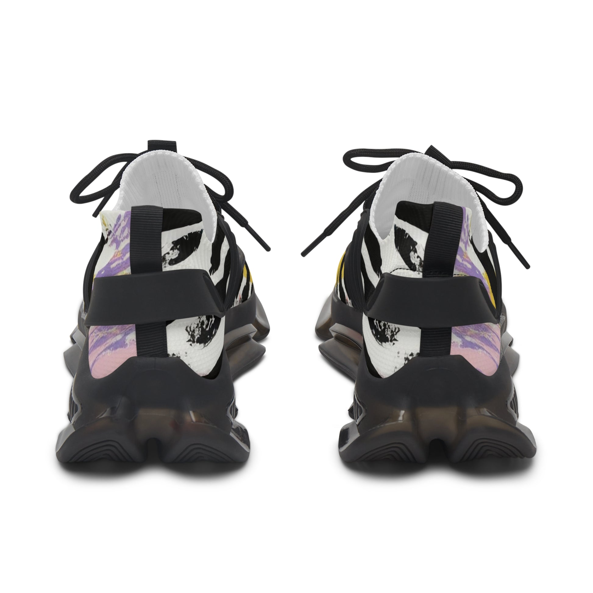 Wild Zebra Stripes x Paint Brush Strokes Multi-Color II Women's Mesh Sneakers, Artsulli - Art is Long, Life is Short, Shoes, , , , , , , 