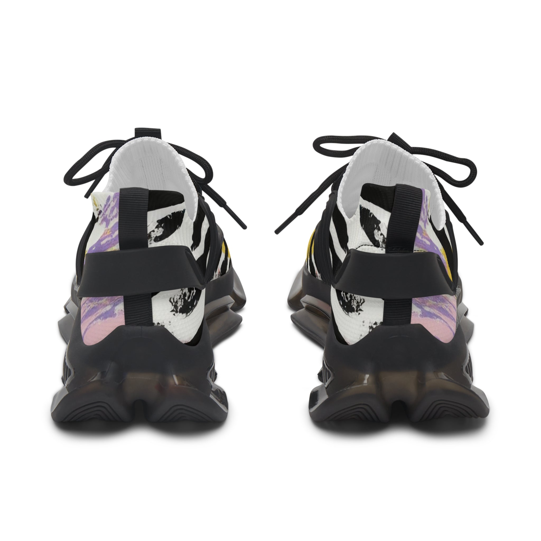 Wild Zebra Stripes x Paint Brush Strokes Multi-Color II Women's Mesh Sneakers, Artsulli - Art is Long, Life is Short, Shoes, , , , , , , 