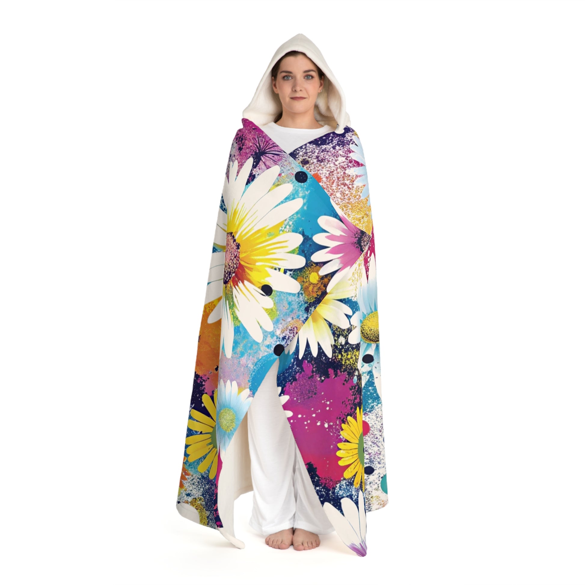 Magical Flower Explosion II Multi-Color Hooded Sherpa Fleece Blanket, Artsulli - Art is Long, Life is Short, All Over Prints, , , , , , , 