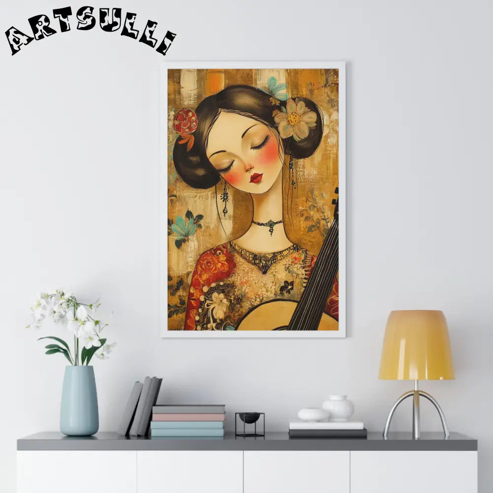 JAKKOUTTHEBXX Stylized Woman Musician Wood-Framed Poster 2025