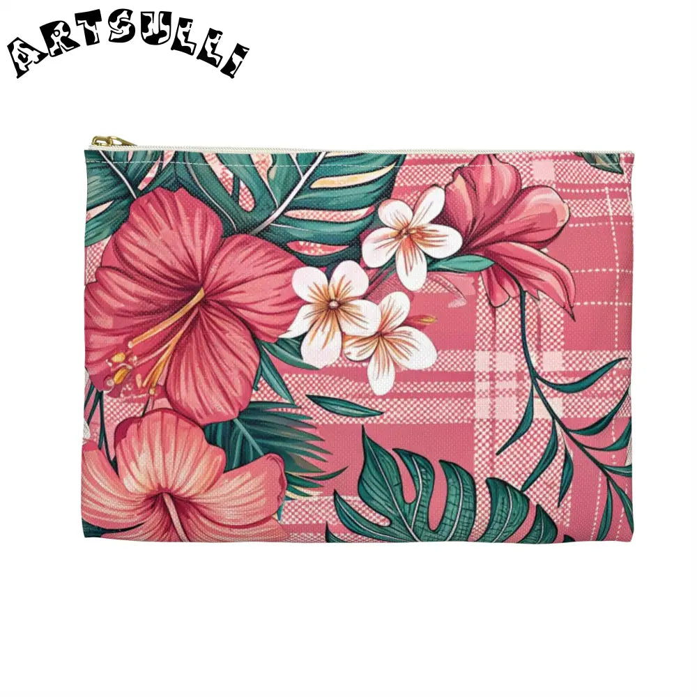 JAKKOUTTHEBXX Plaid x Floral Burgundy and Green Accessory Pouch