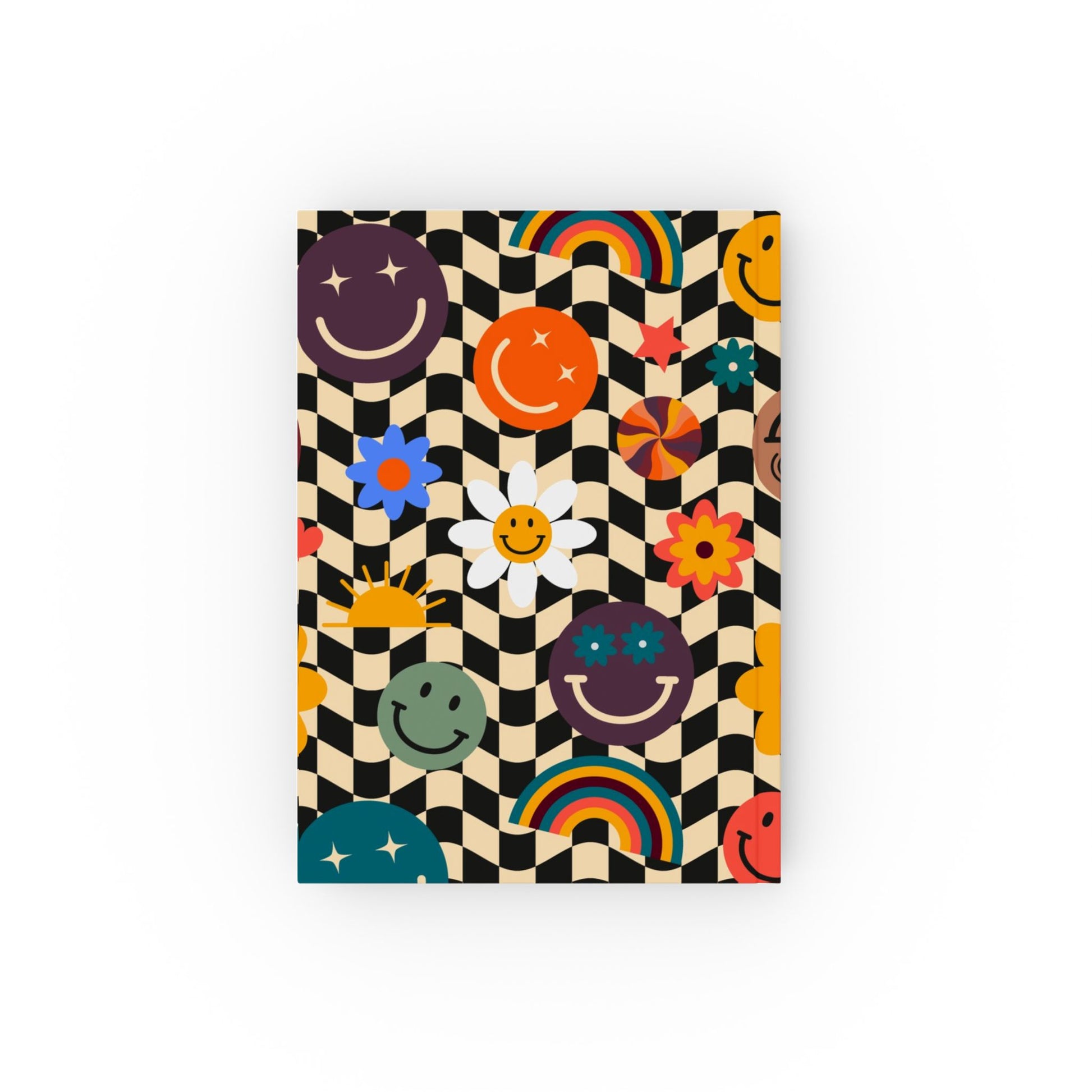 Trippy x Wavy Checkerboard x Smiley Face x Rainbow x Flowers Multi-Color Hard Backed Journal, Artsulli - Art is Long, Life is Short, Paper products, , , , , , , 