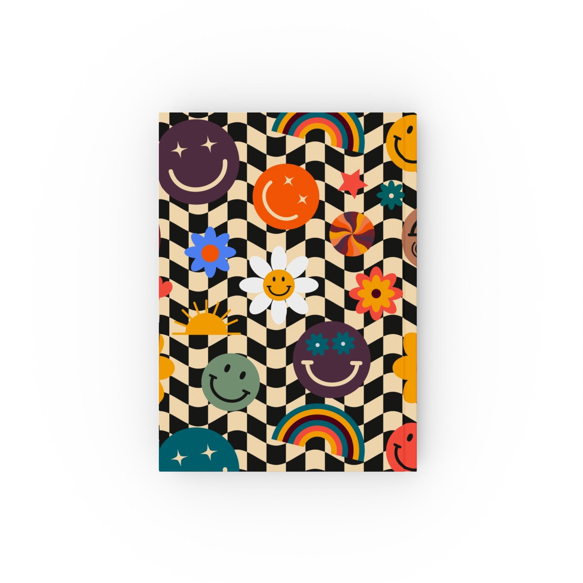 Trippy x Wavy Checkerboard x Smiley Face x Rainbow x Flowers Multi-Color Hard Backed Journal, Artsulli - Art is Long, Life is Short, Paper products, , , , , , , 