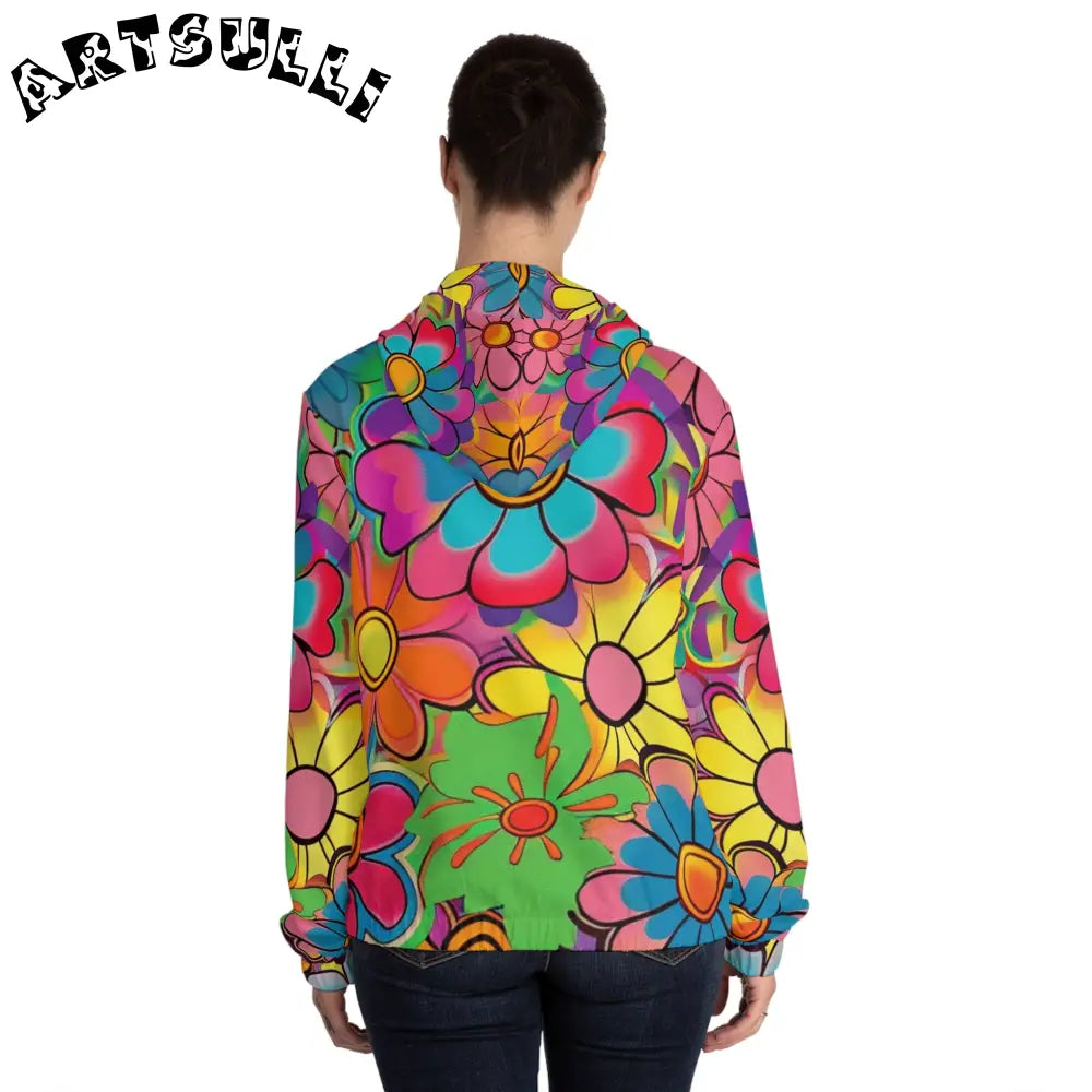 JAKKOUTTHEBXX Chromatic Daisy Dream Women’s Full-Zip Hoodie (AOP)