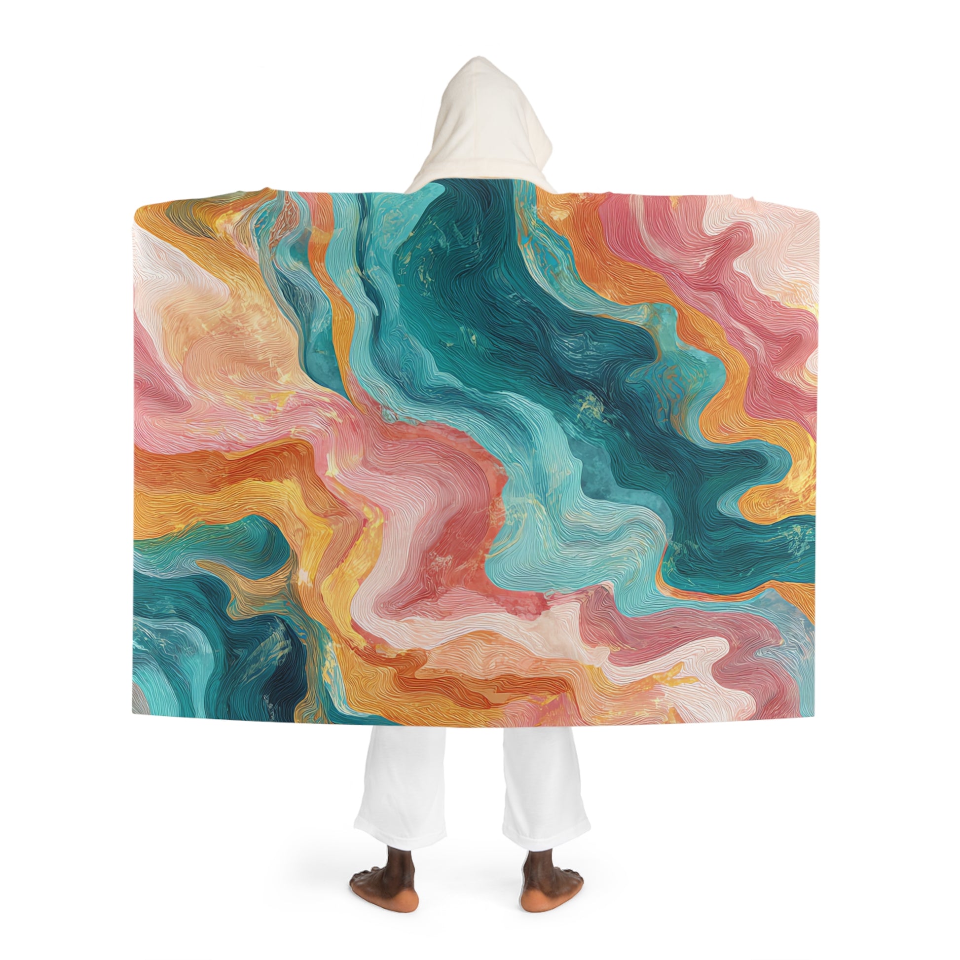 Liquid Marble Spill II Hooded Sherpa Fleece Blanket, Artsulli - Art is Long, Life is Short, All Over Prints, , , , , , , 