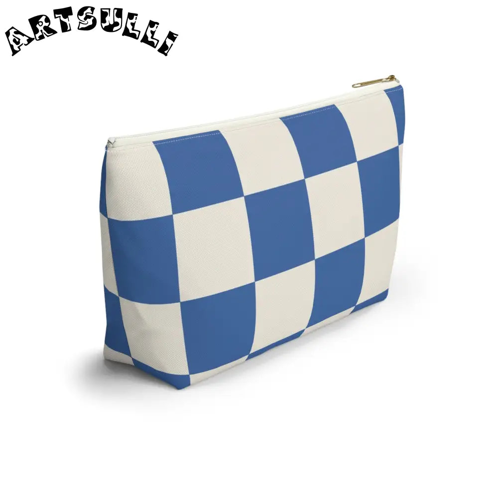 JAKKOUTTHEBXX Checkerboard Blue Accessory Pouch w T-bottom