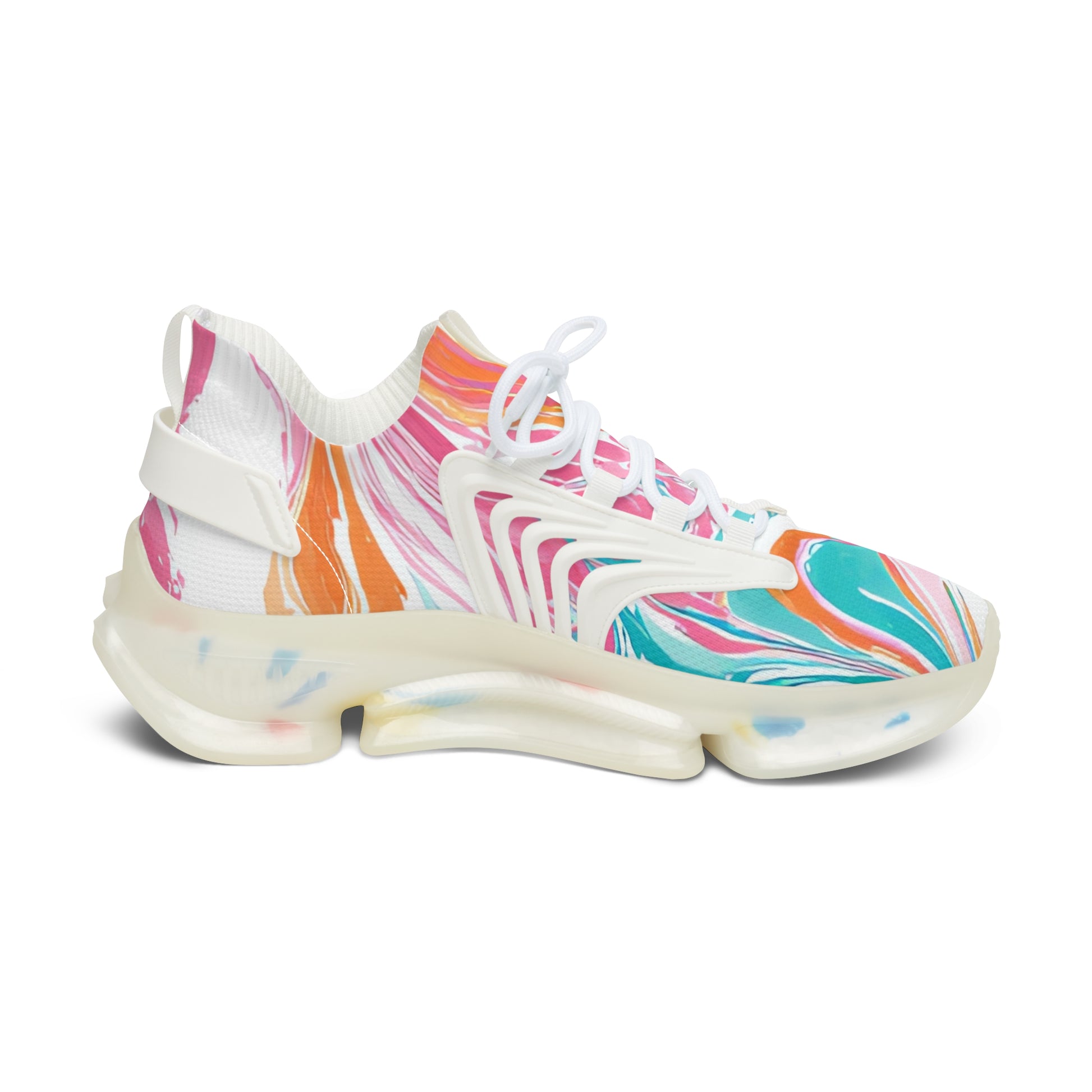 Liquid Pastel Spill Multi-Color Women's Mesh Sneakers, Artsulli - Art is Long, Life is Short, Shoes, , , , , , , 