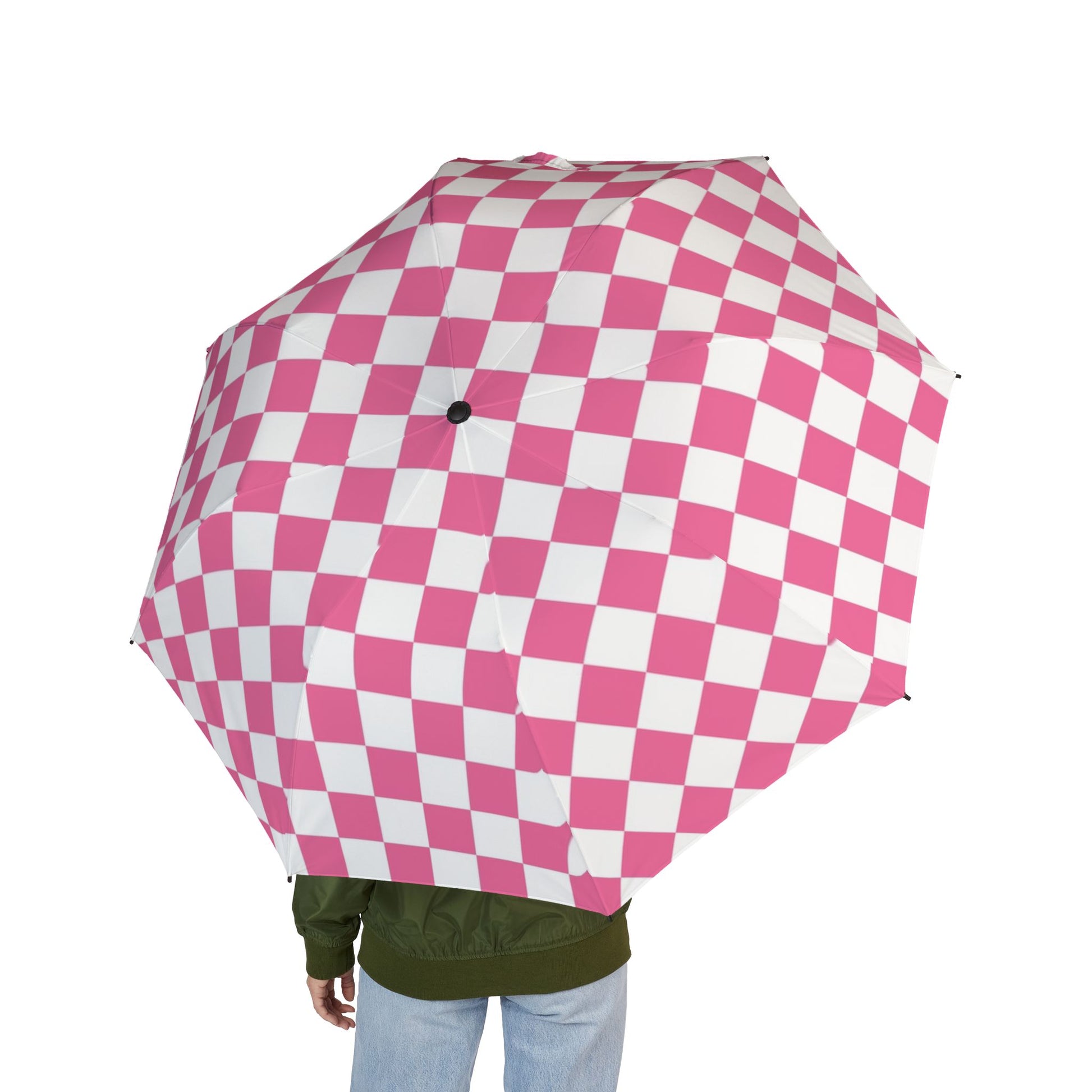 Yuyushiki Pink Check Semi-Automatic Foldable Umbrella, Artsulli - Art is Long, Life is Short, Accessories, , , , , , , 