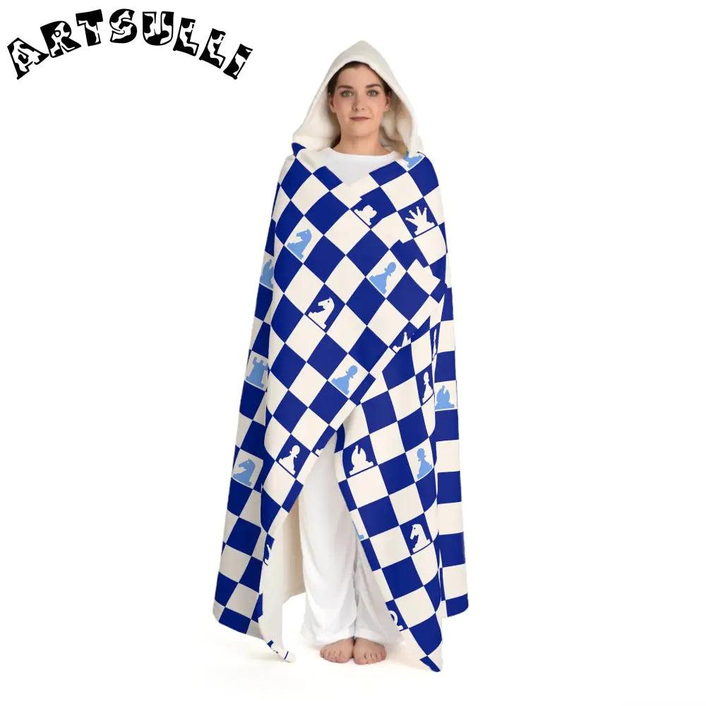 JAKKOUTTHEBXX Checkered Chess Hooded Sherpa Fleece Blanket 2025