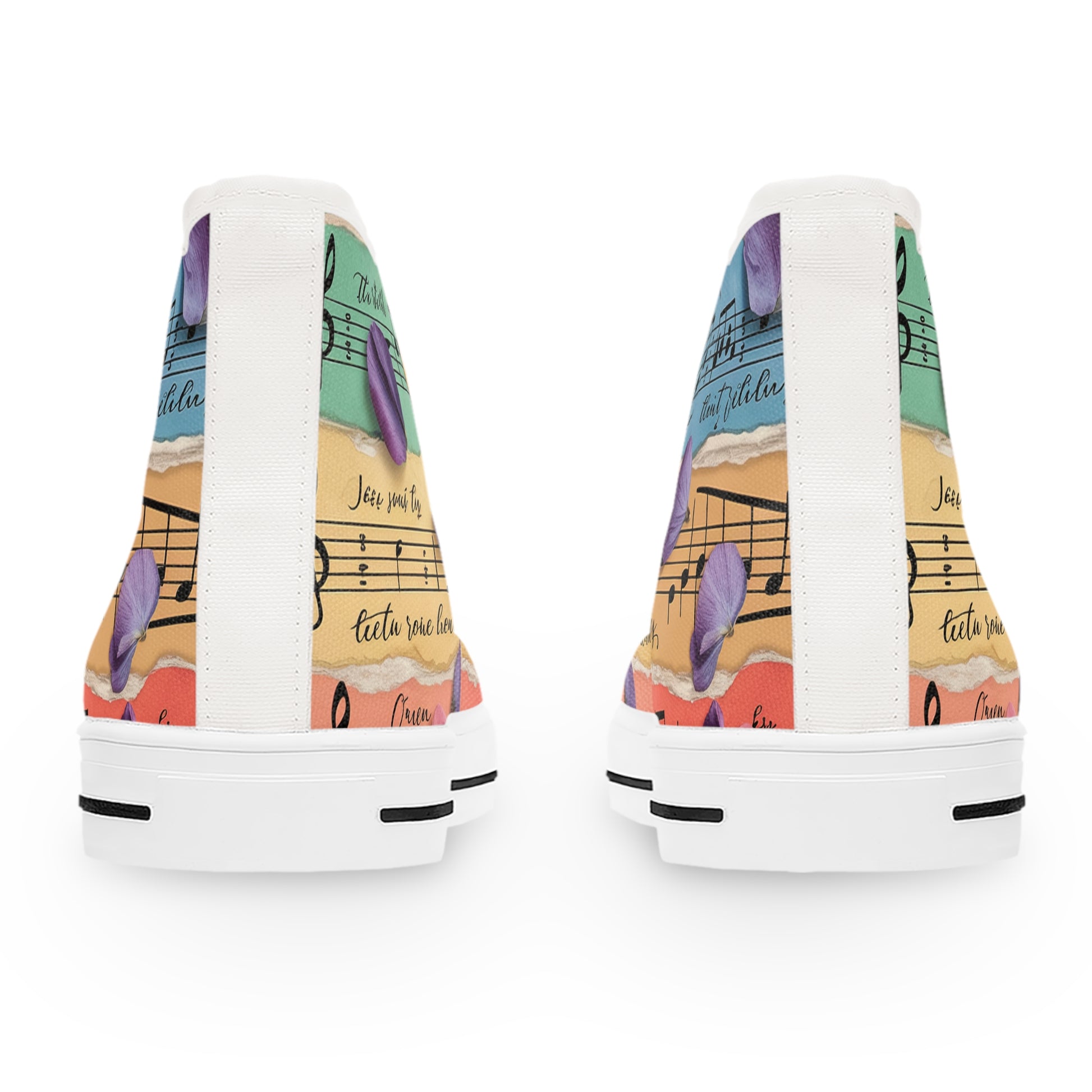 Torn Type Beat Sheet Music Women's High Top Sneakers, Artsulli - Art is Long, Life is Short, Shoes, , , , , , , 