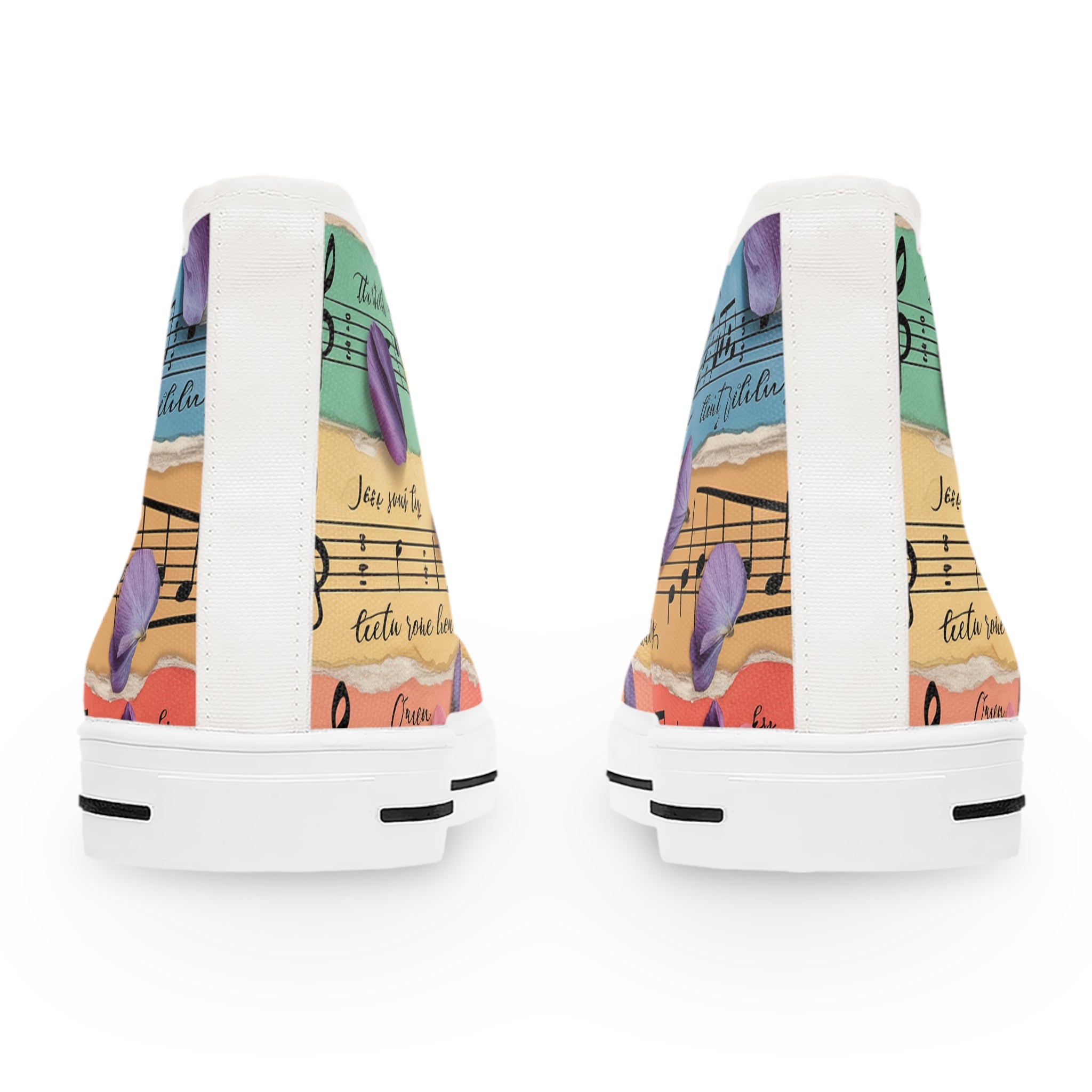 Torn Type Beat Sheet Music Women's High Top Sneakers, Artsulli - Art is Long, Life is Short, Shoes, , , , , , , 