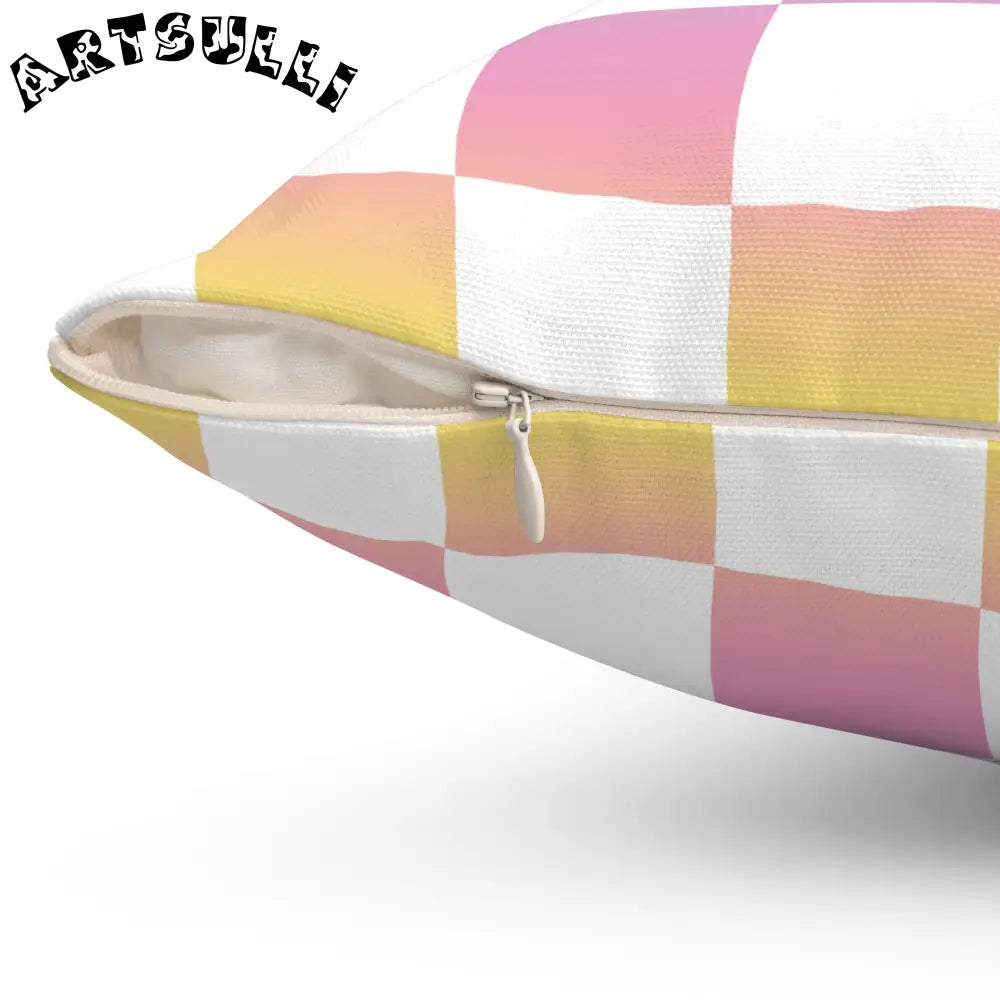 JAKKOUTTHEBXX Vaporwave Check Spun Polyester Square Pillow