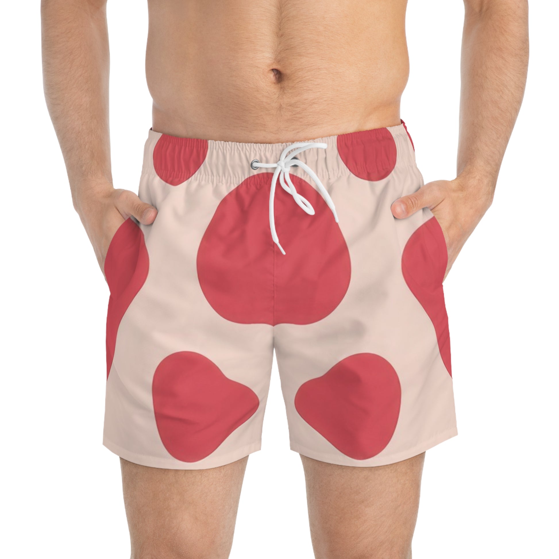 Red Jungle Cow Swim Trunks (AOP), Artsulli - Art is Long, Life is Short, All Over Prints, , , , , , , 
