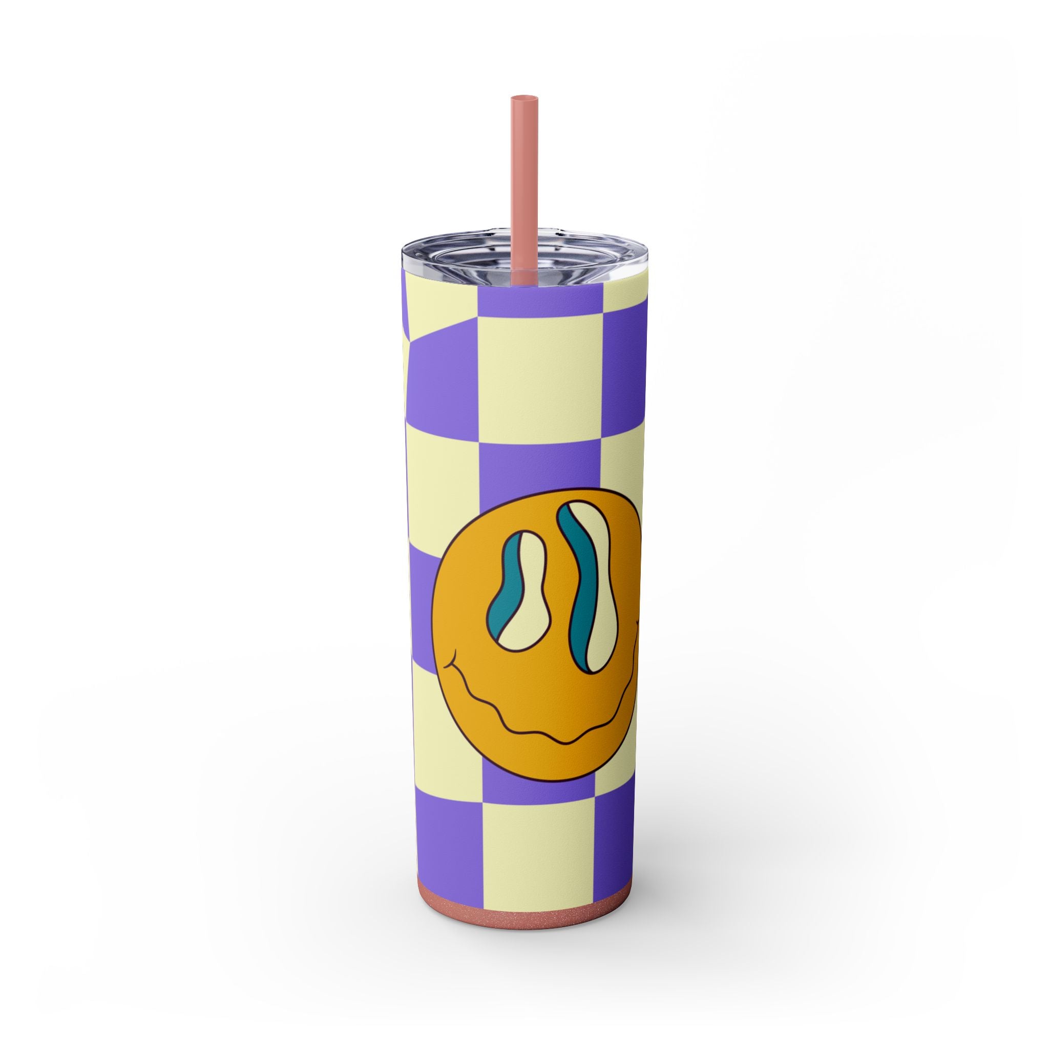 Trippy Flower Power Motifs Rave Garden Grins Skinny Tumbler with Straw, 20oz, Artsulli - Art is Long, Life is Short, Mug, Finish, Glossy, Color, Glitter Dusty Rose, Size, 20oz, 13750961508002