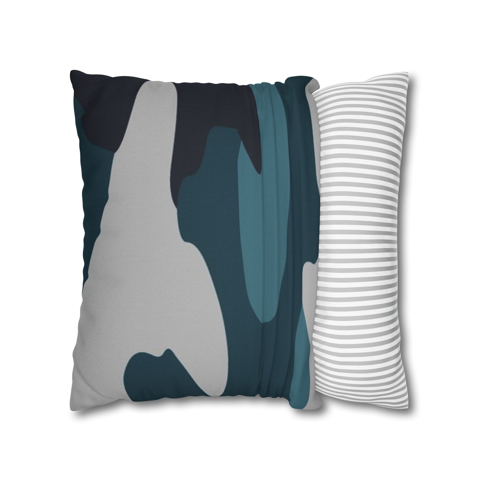 Blue Camouflage Spun Polyester Square Pillowcase, Artsulli - Art is Long, Life is Short, Home Decor, , , , , , , 
