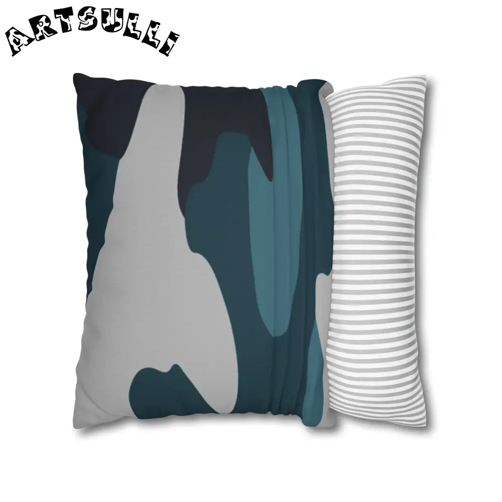 JAKKOUTTHEBXX Blue Camouflage Spun Polyester Square Pillowcase