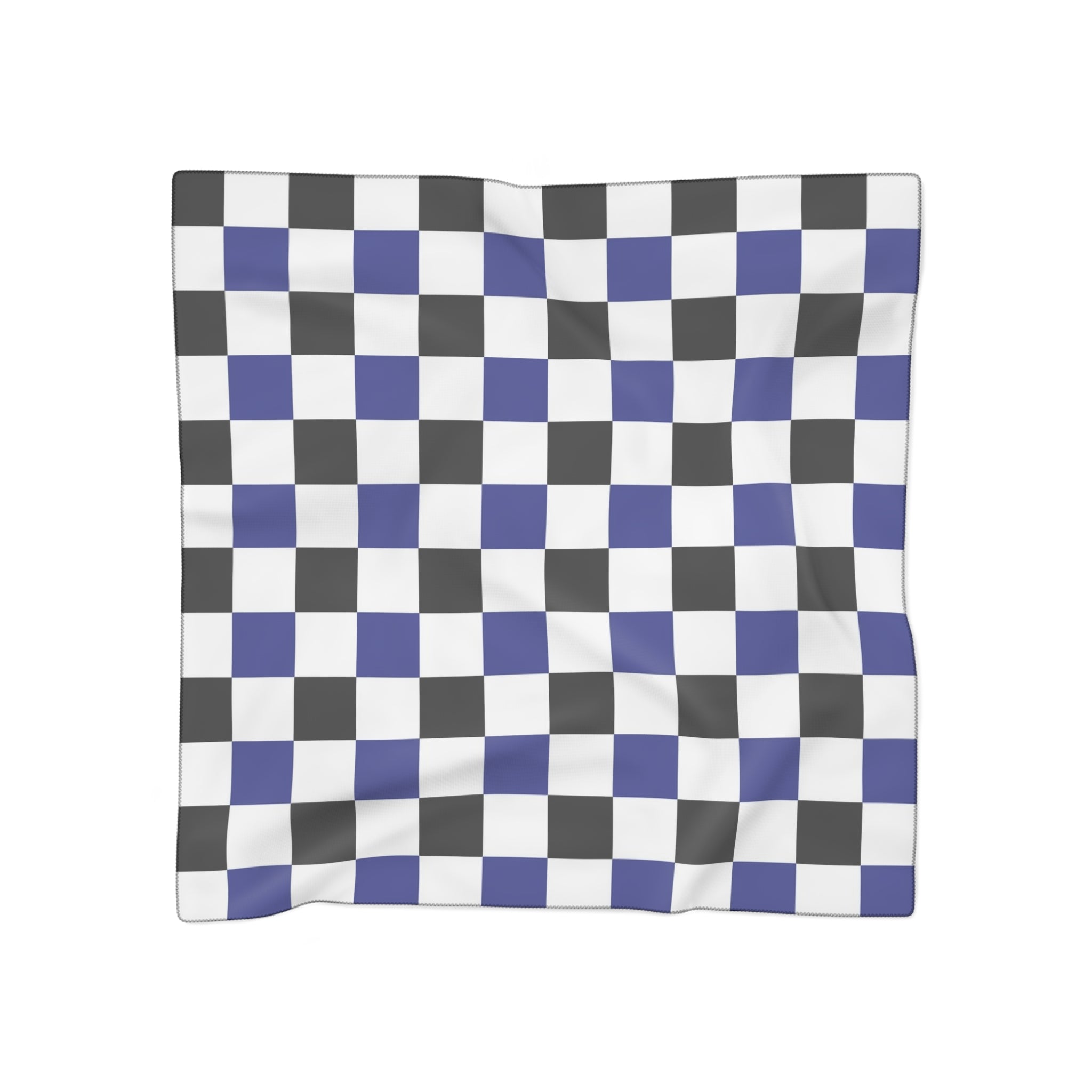 Checkerboard Blue White and Black Poly Scarf, Artsulli - Art is Long, Life is Short, Accessories, Color, Poly chiffon, Size, 25" × 25", , , 24231787746933046869