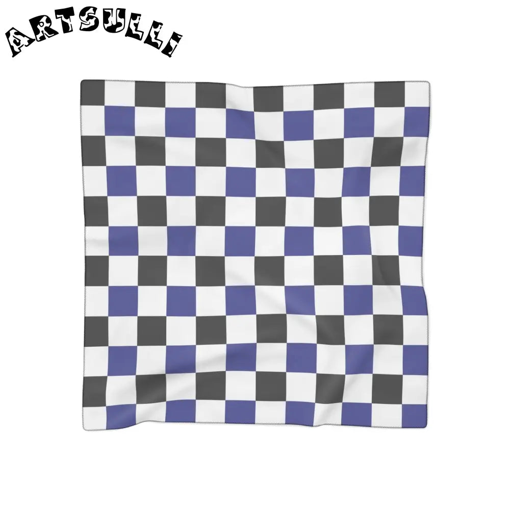 JAKKOUTTHEBXX Checkerboard Blue White and Black Poly Scarf