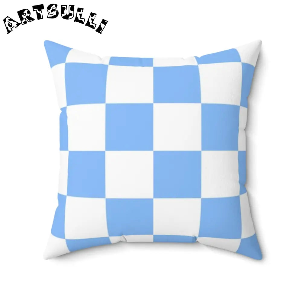 JAKKOUTTHEBXX Checkerboard White and Light Blue Spun Polyester