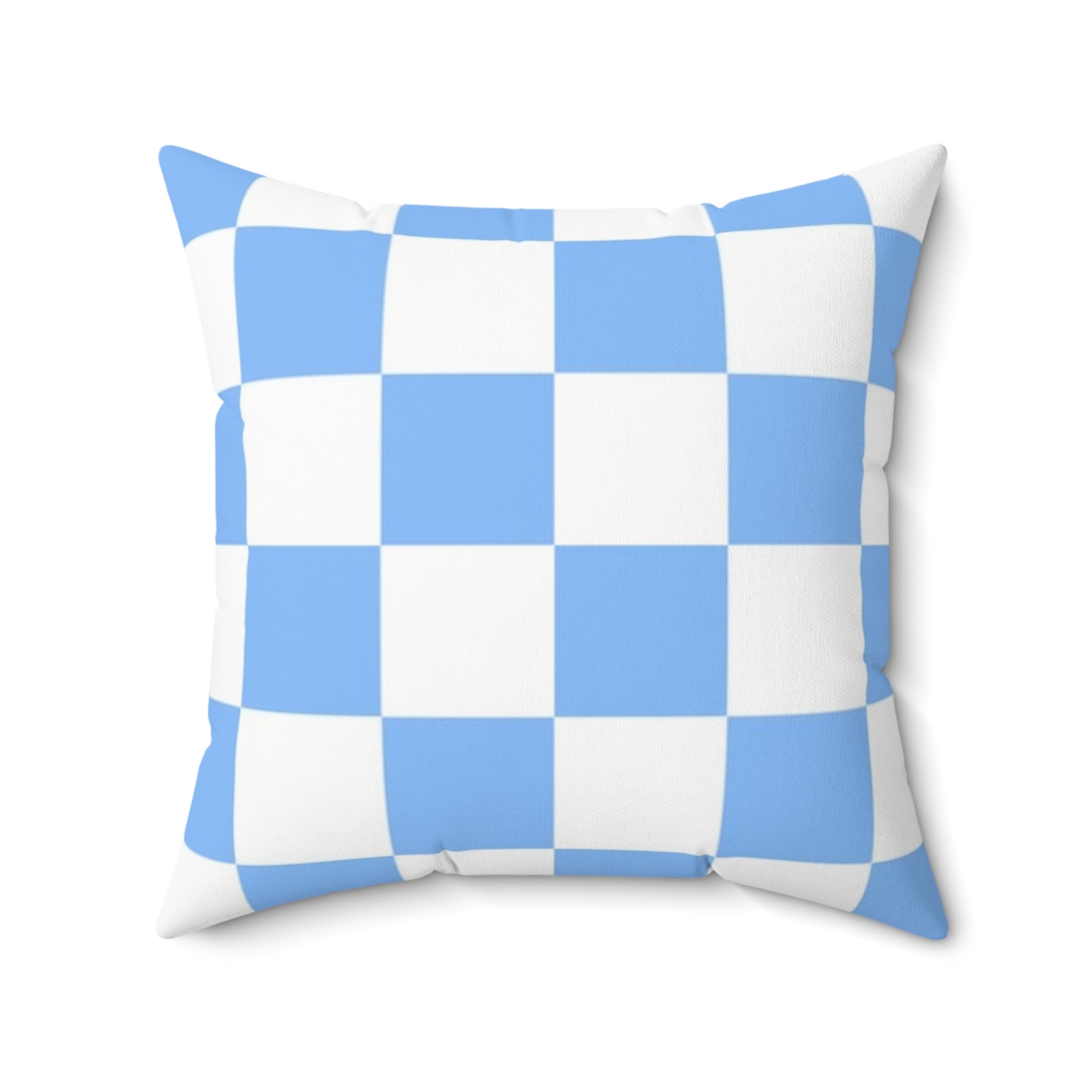 Checkerboard White and Light Blue Spun Polyester Square Pillow, Artsulli - Art is Long, Life is Short, Home Decor, Size, 20" × 20", , , , , 14148971891481852282