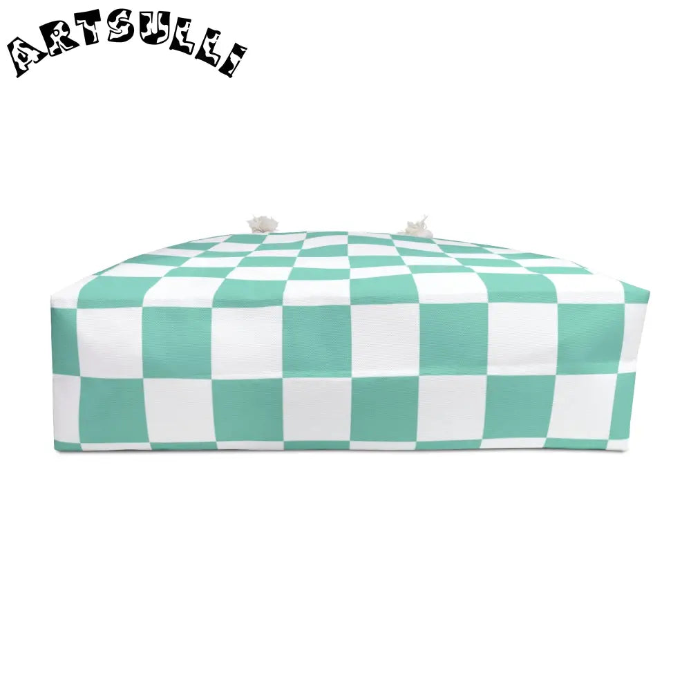 JAKKOUTTHEBXX Checkerboard Light Green Weekender Bag JAKKOUTTHEBXX
