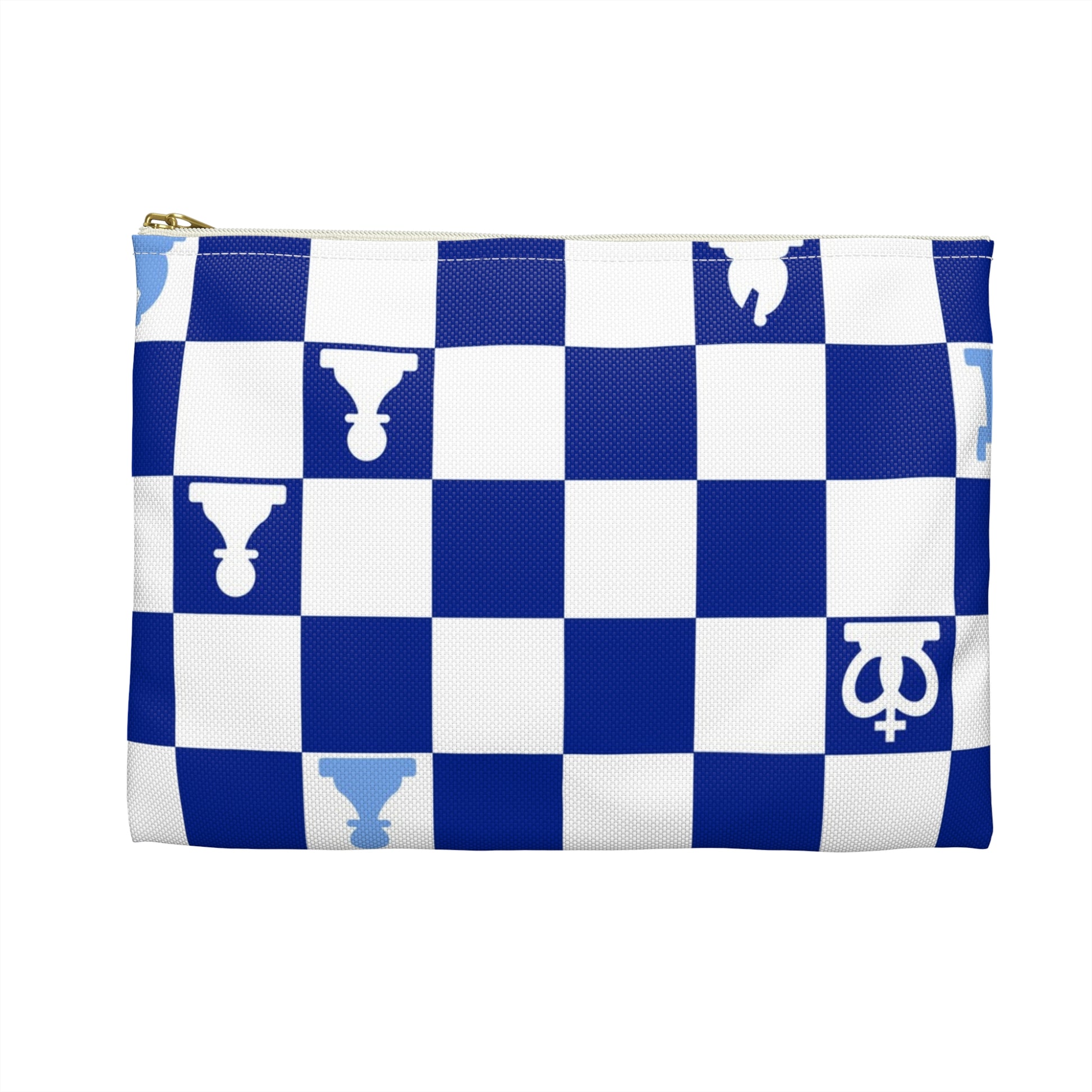 Chessboard Navy Blue Accessory Pouch, Artsulli - Art is Long, Life is Short, Bags, , , , , , , 